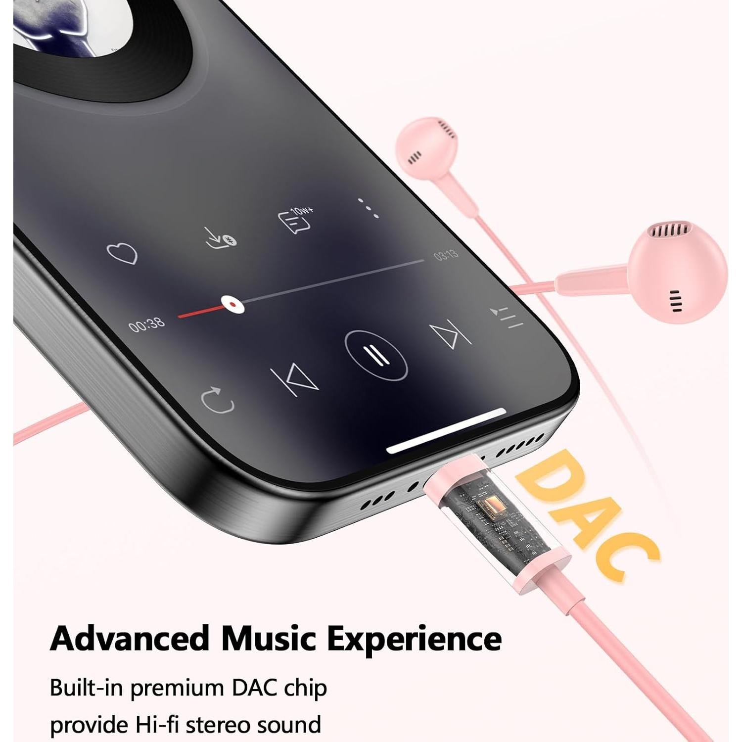 Auriculares USB-C iMangoo Rosa con Micrófono y Control Remoto