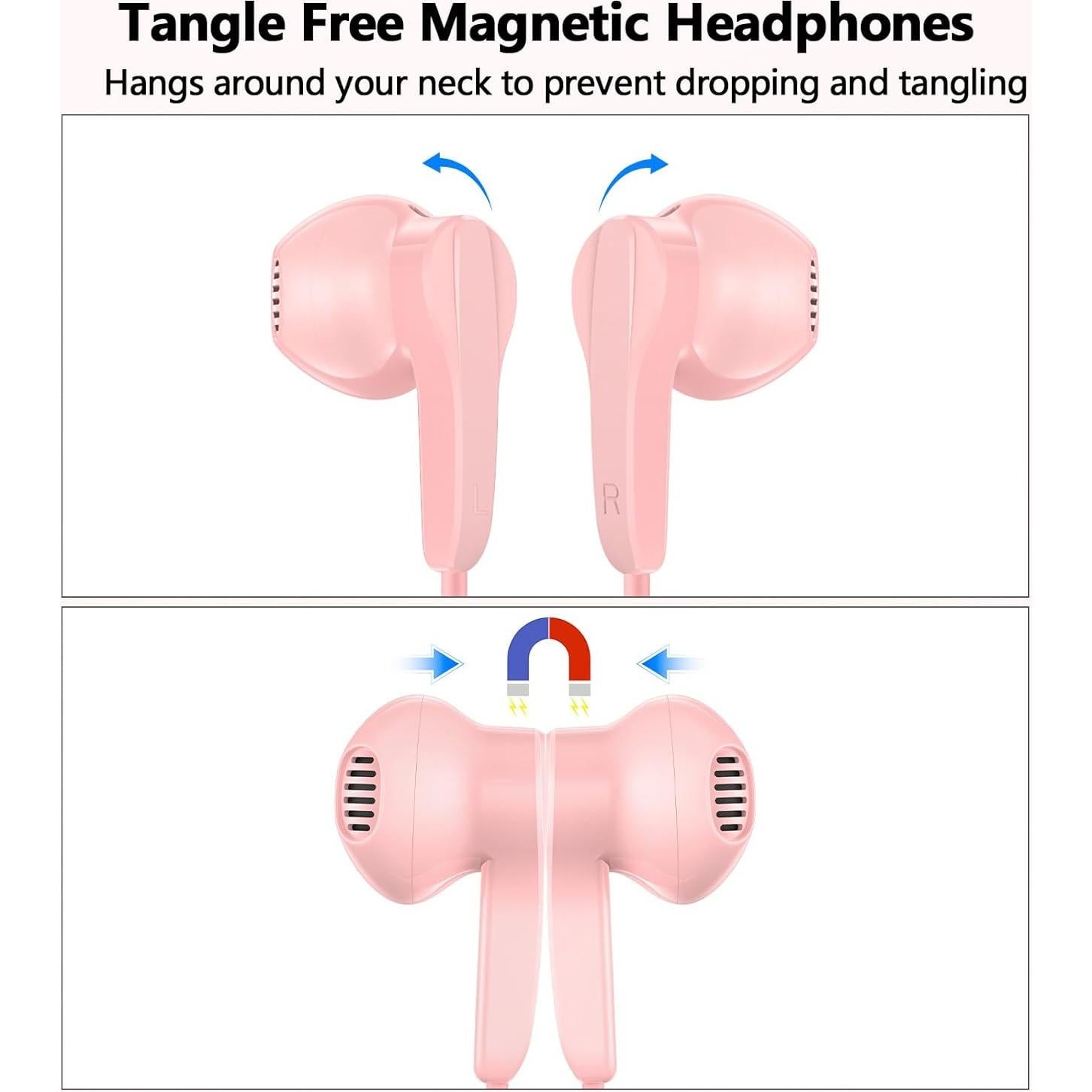 Auriculares USB-C iMangoo Rosa con Micrófono y Control Remoto