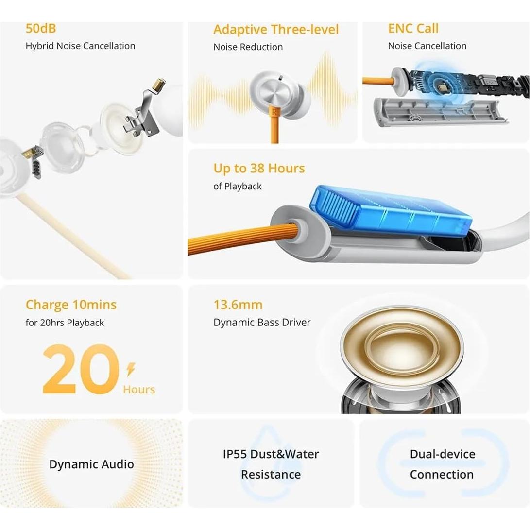 Auriculares Bluetooth realme Buds Wireless 5 ANC - 38h, IP55