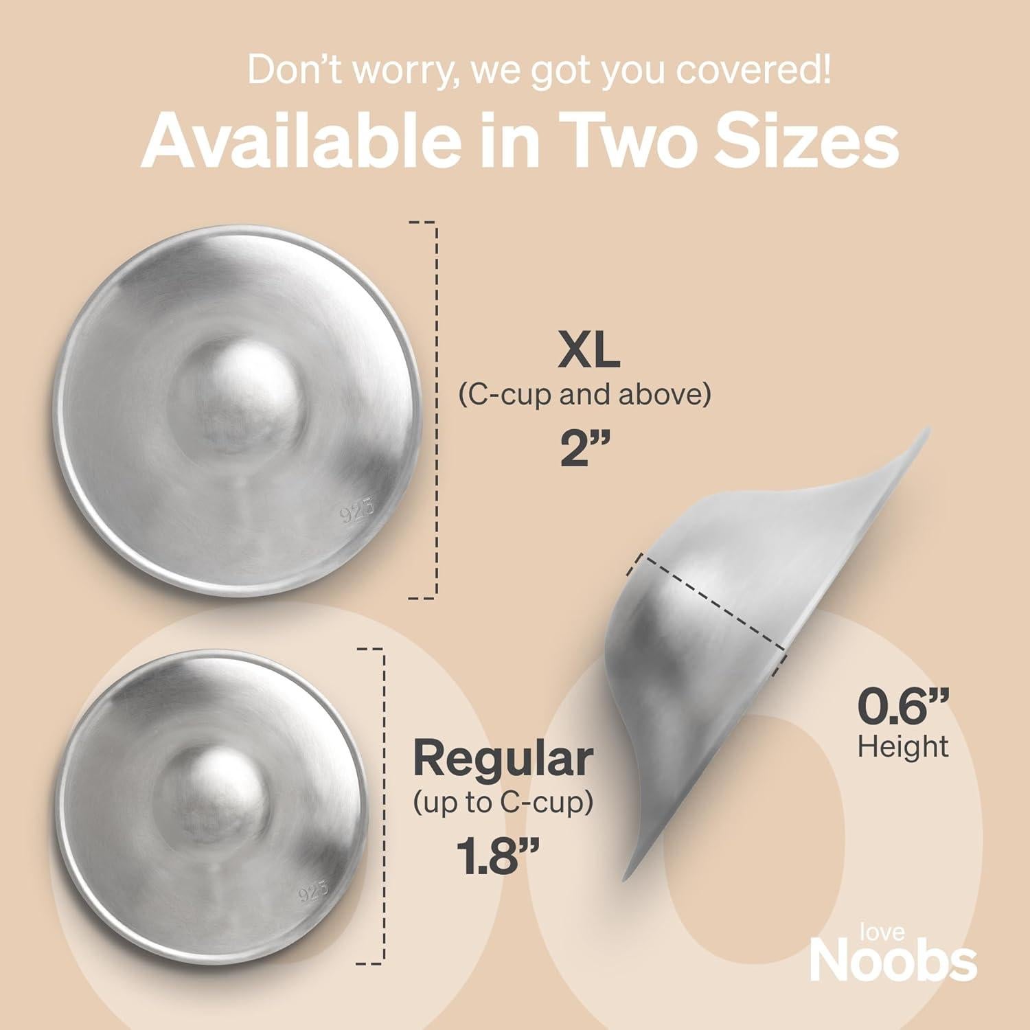 Copas de Lactancia de Plata LoveNoobs XL - Protectores de Pezón