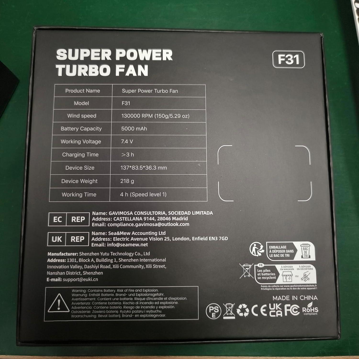 Soplador de Aire Comprimido EUKI F31 - 3 Velocidades 45 m/s