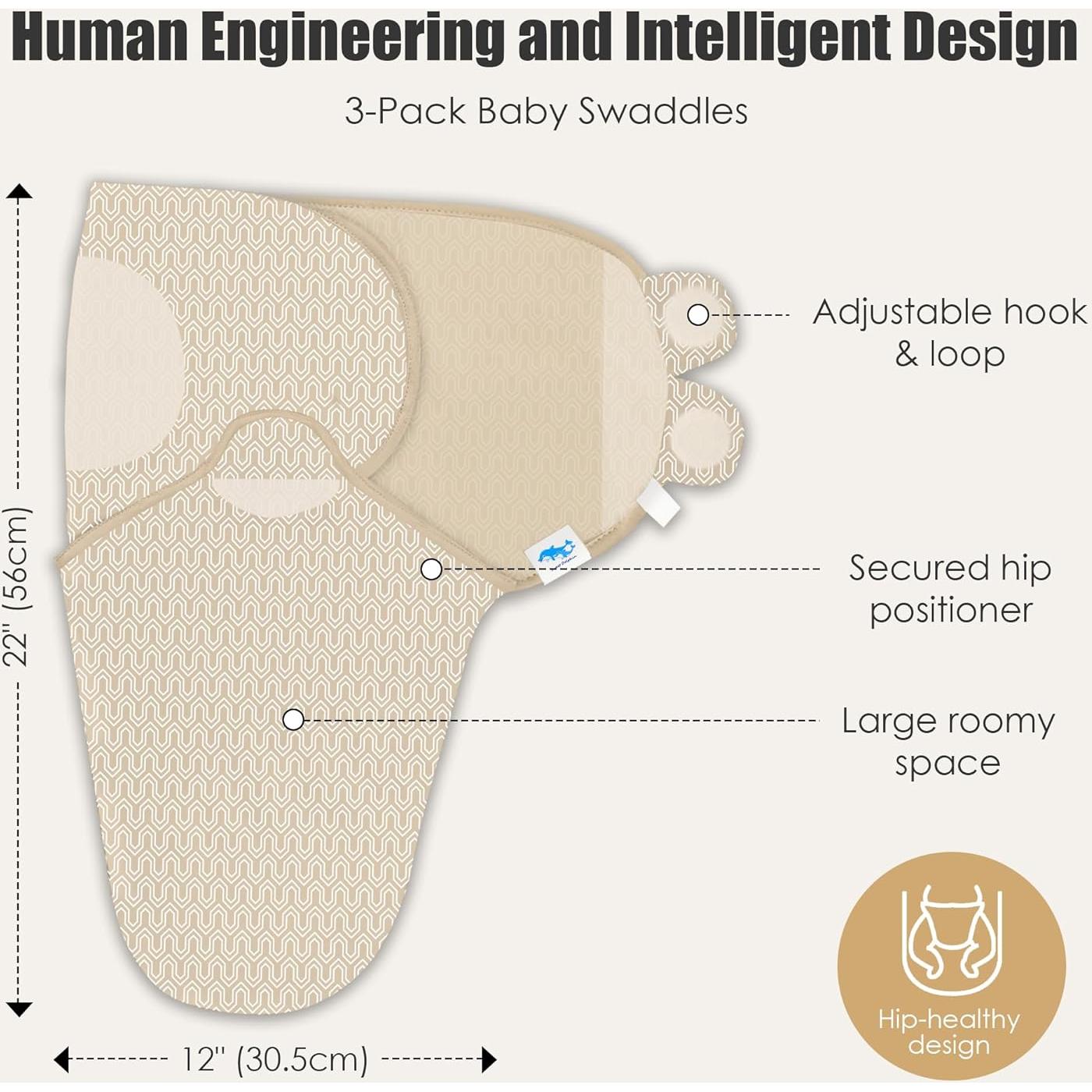 Sacos de Sueño para Bebés DOLPHIN DULCE - 3 Unidades, 0-3 Meses, Algodón