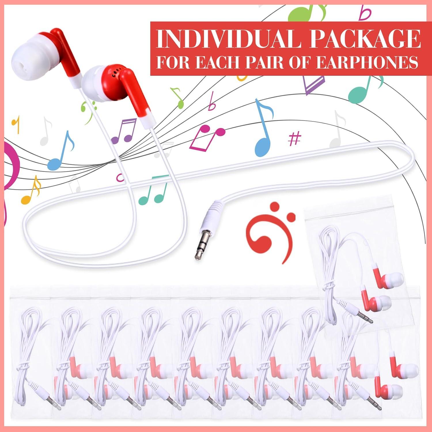 Auriculares In Ear Konohan 100 Pcs Rojo para Aula y Estudiantes