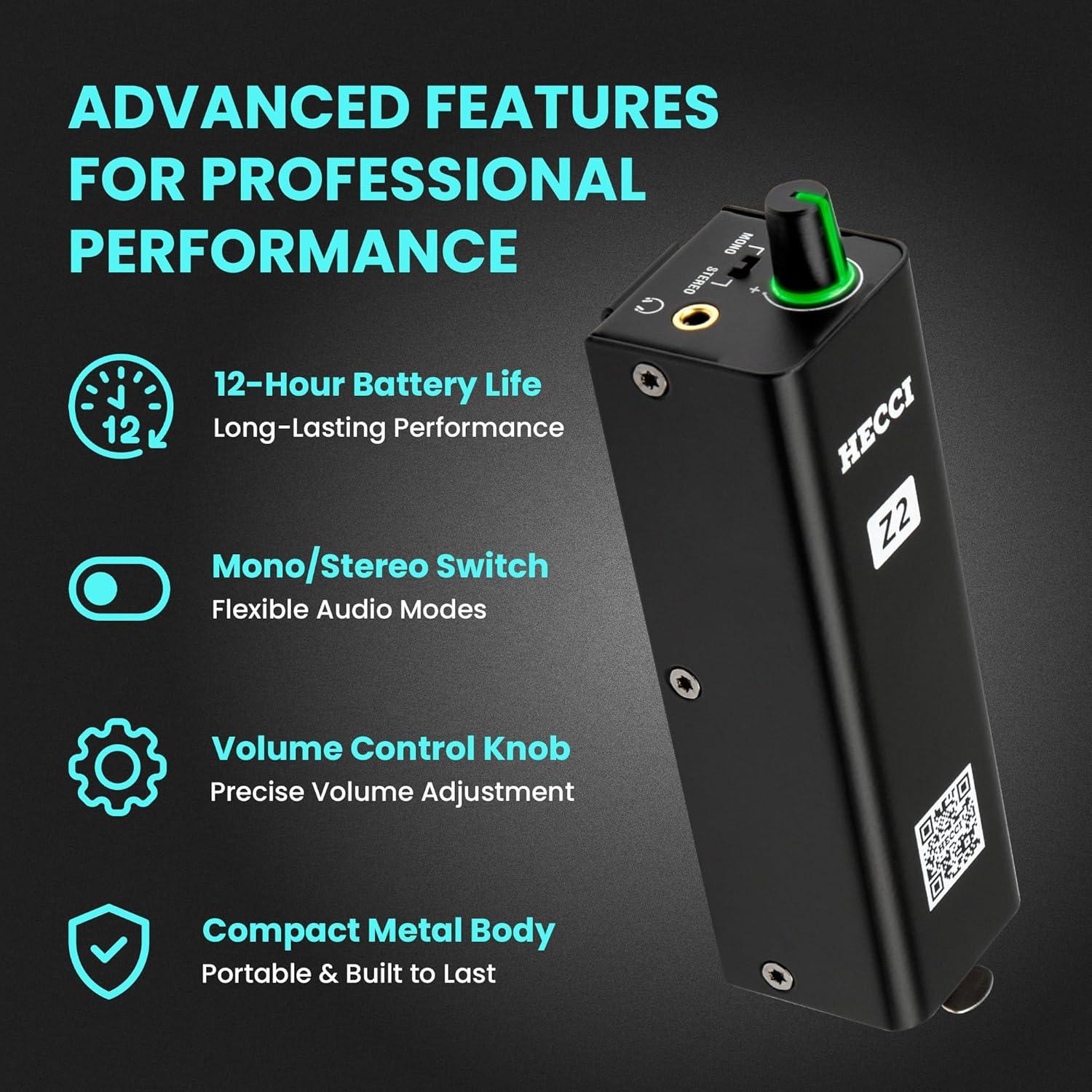 Amplificador In-Ear Hecci Z2 con Salida XLR y TRS, 198g