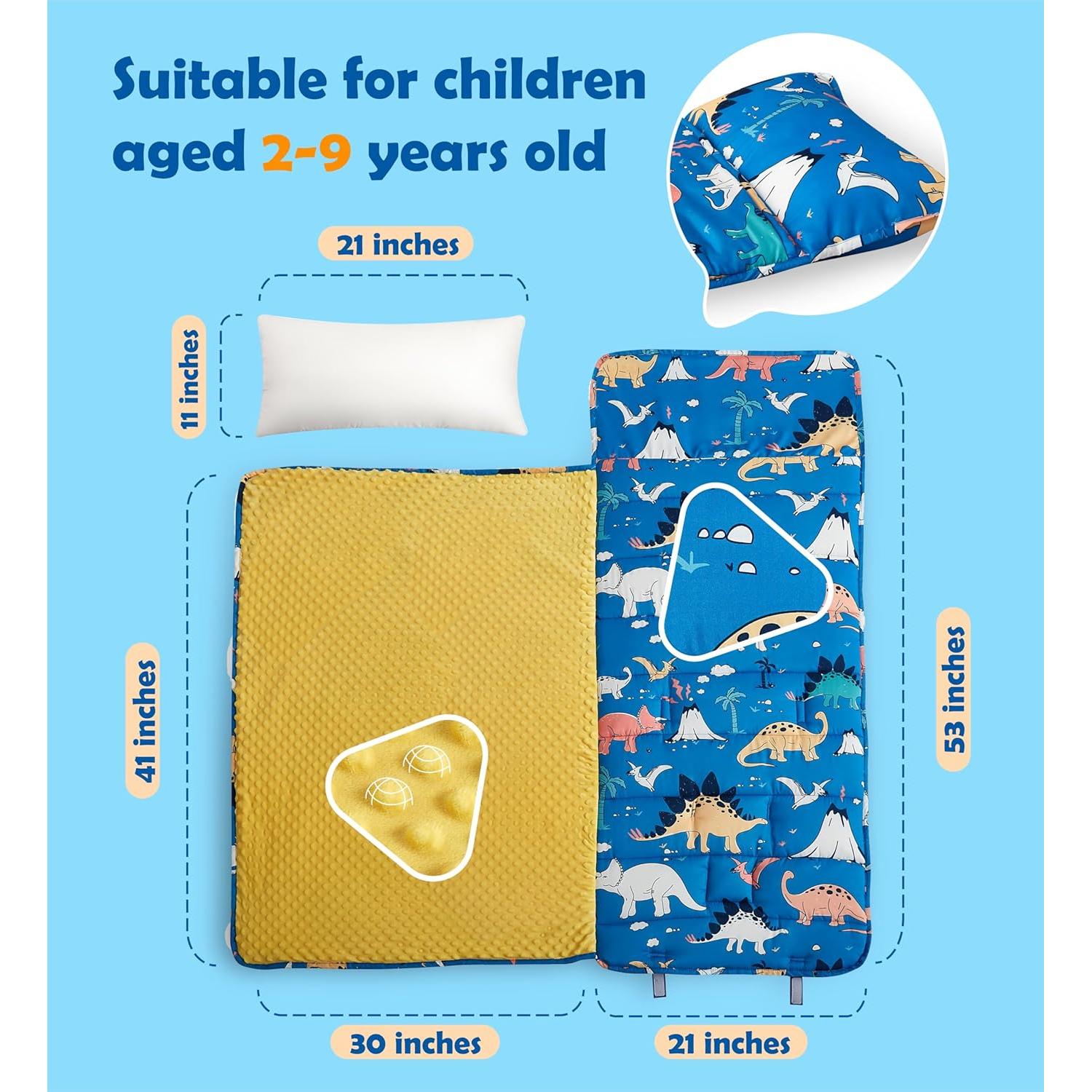 Colchoneta para Siesta Niños Arianaut Dinosaurio Azul 139.7x58.4cm