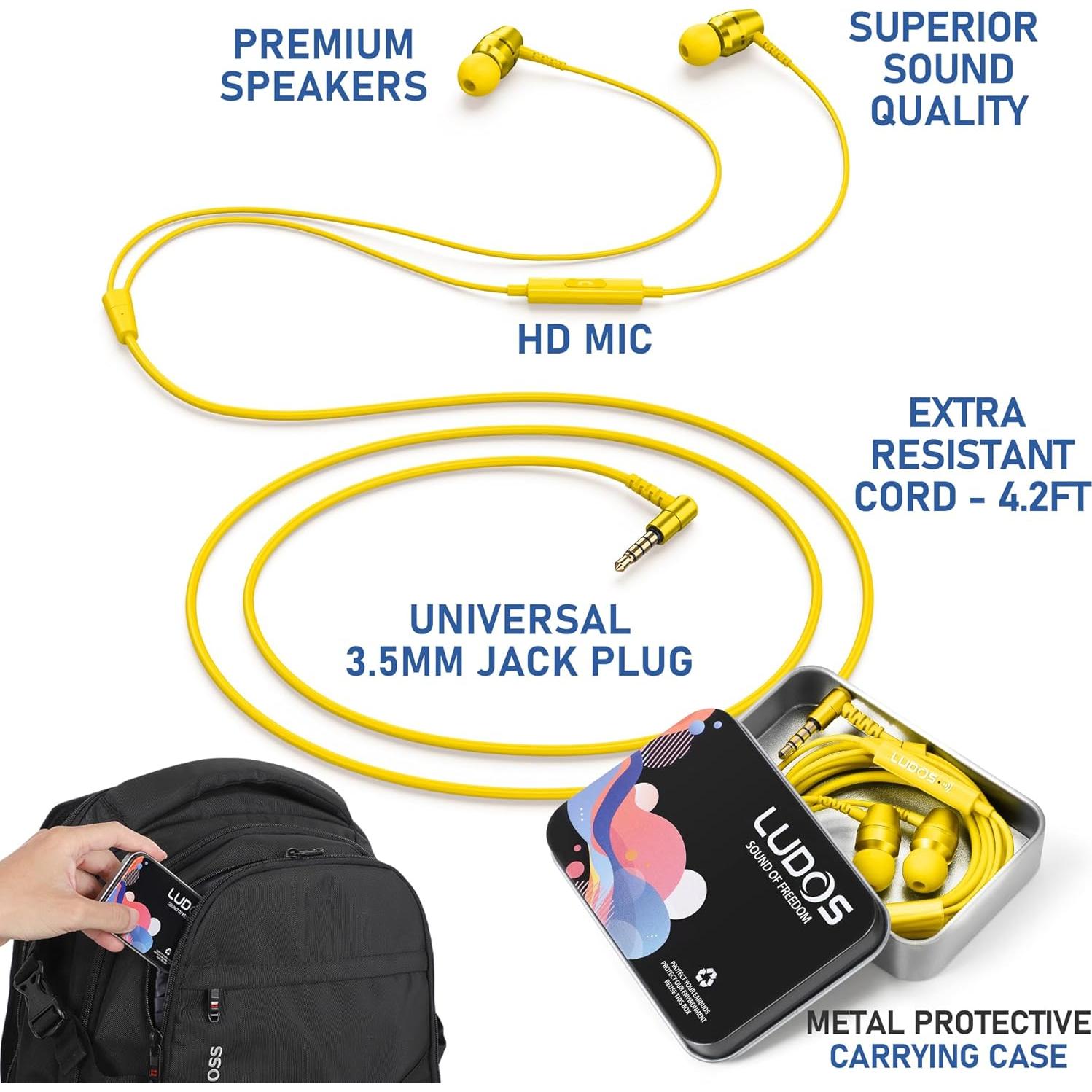 Auriculares LUDOS OMNITONE In-Ear con Cable 3.5mm Amarillo