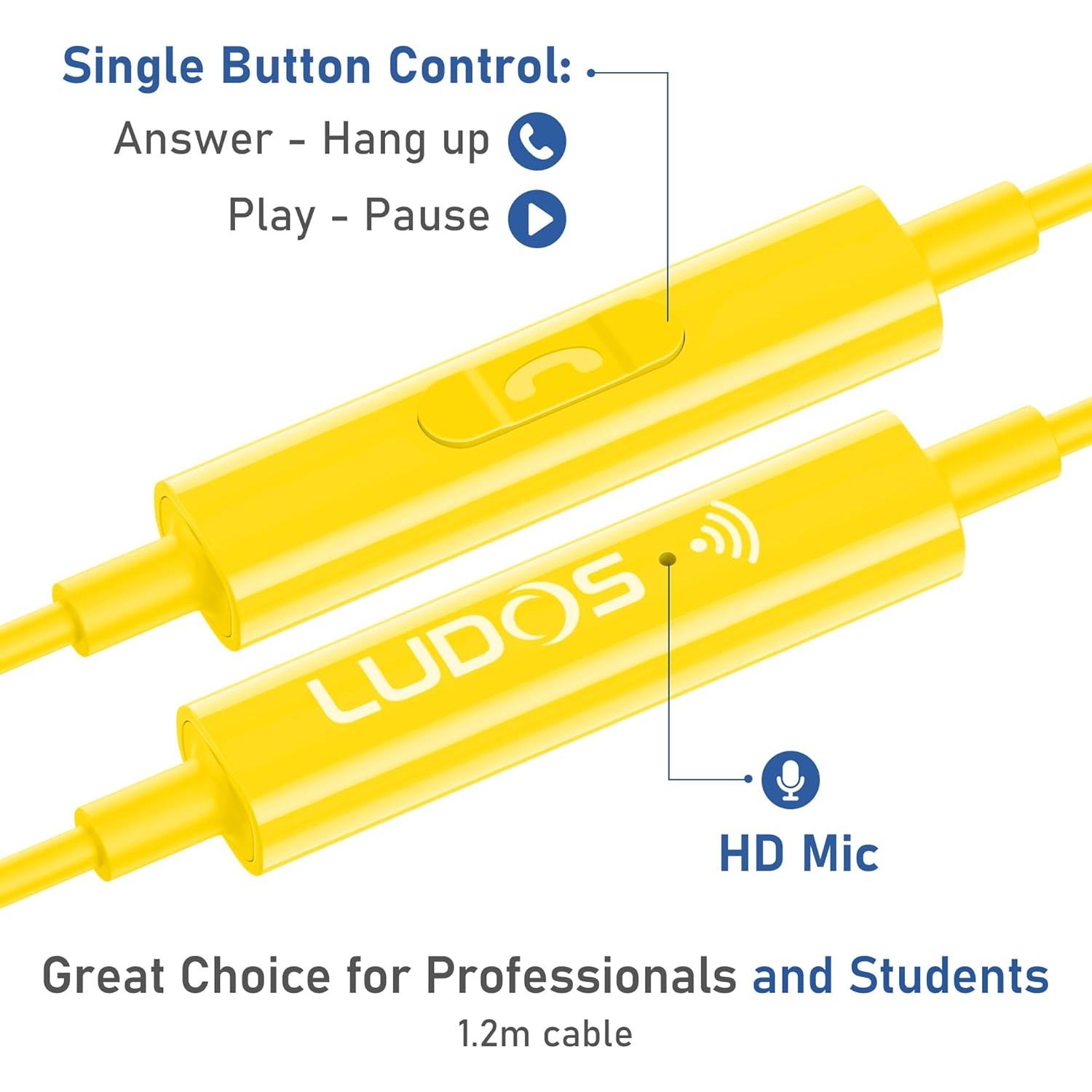 Auriculares LUDOS OMNITONE In-Ear con Cable 3.5mm Amarillo