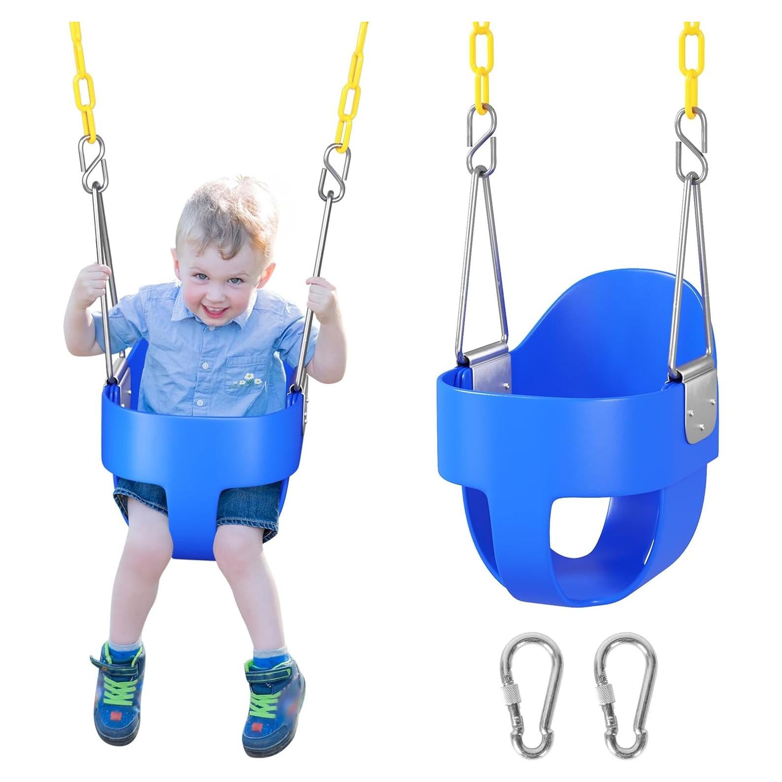 Columpio para Niños DECORLIFE Azul con Cadenas Recubiertas