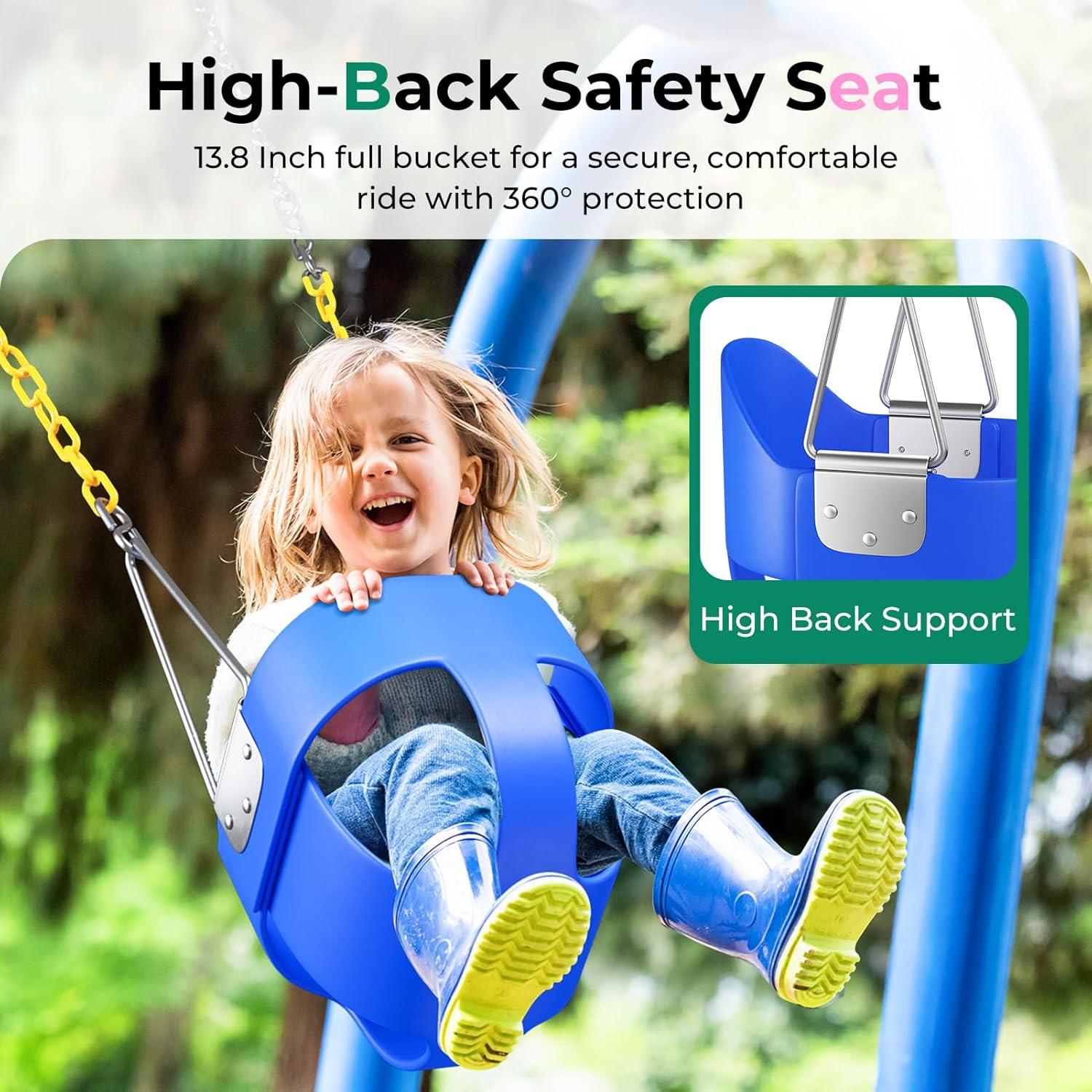 Columpio para Niños DECORLIFE Azul con Cadenas Recubiertas