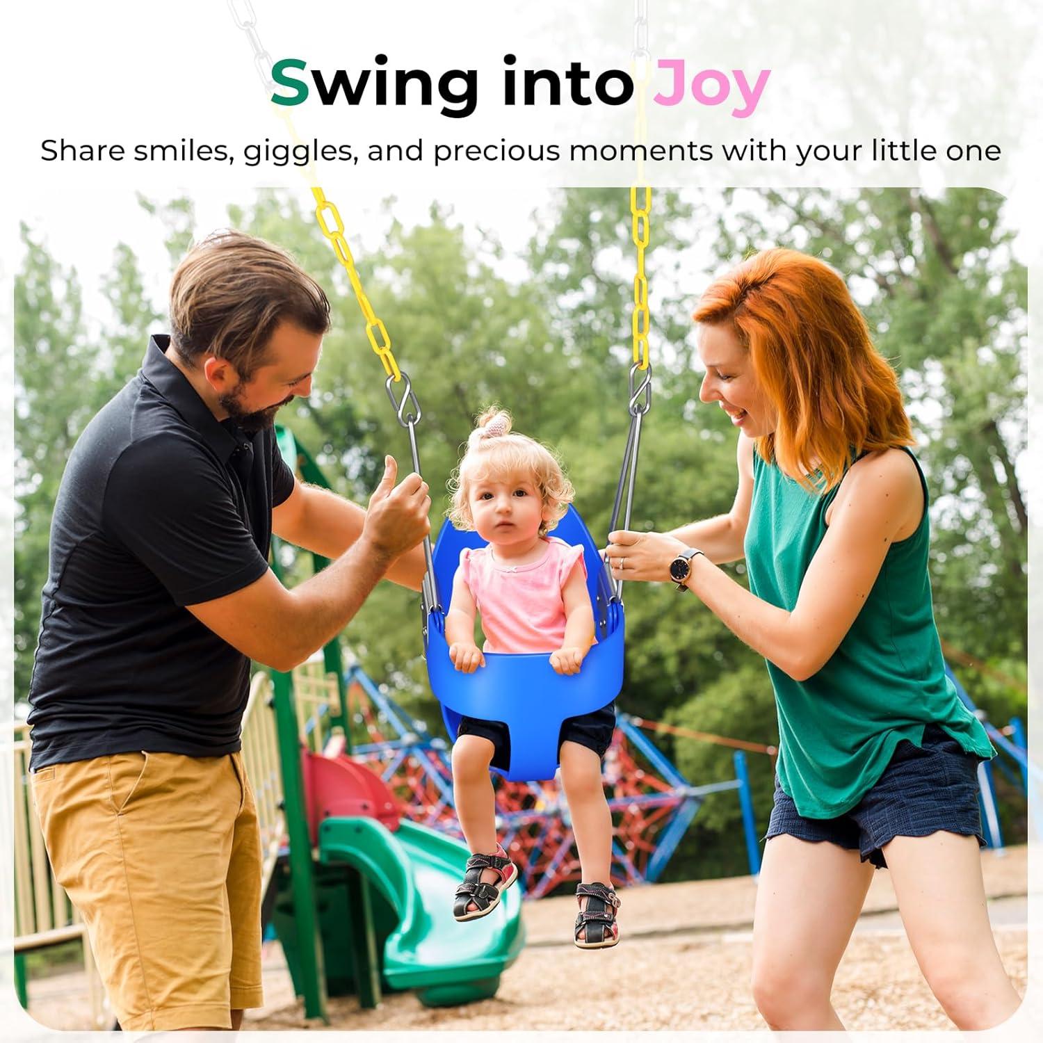 Columpio para Niños DECORLIFE Azul con Cadenas Recubiertas