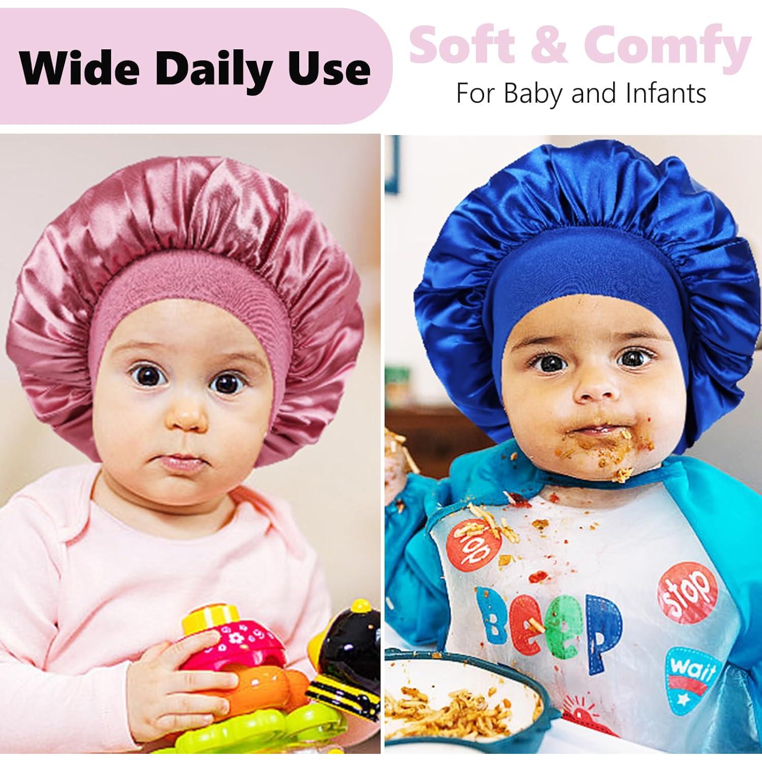 Bonete de satén para dormir LBYLUS azul para bebés