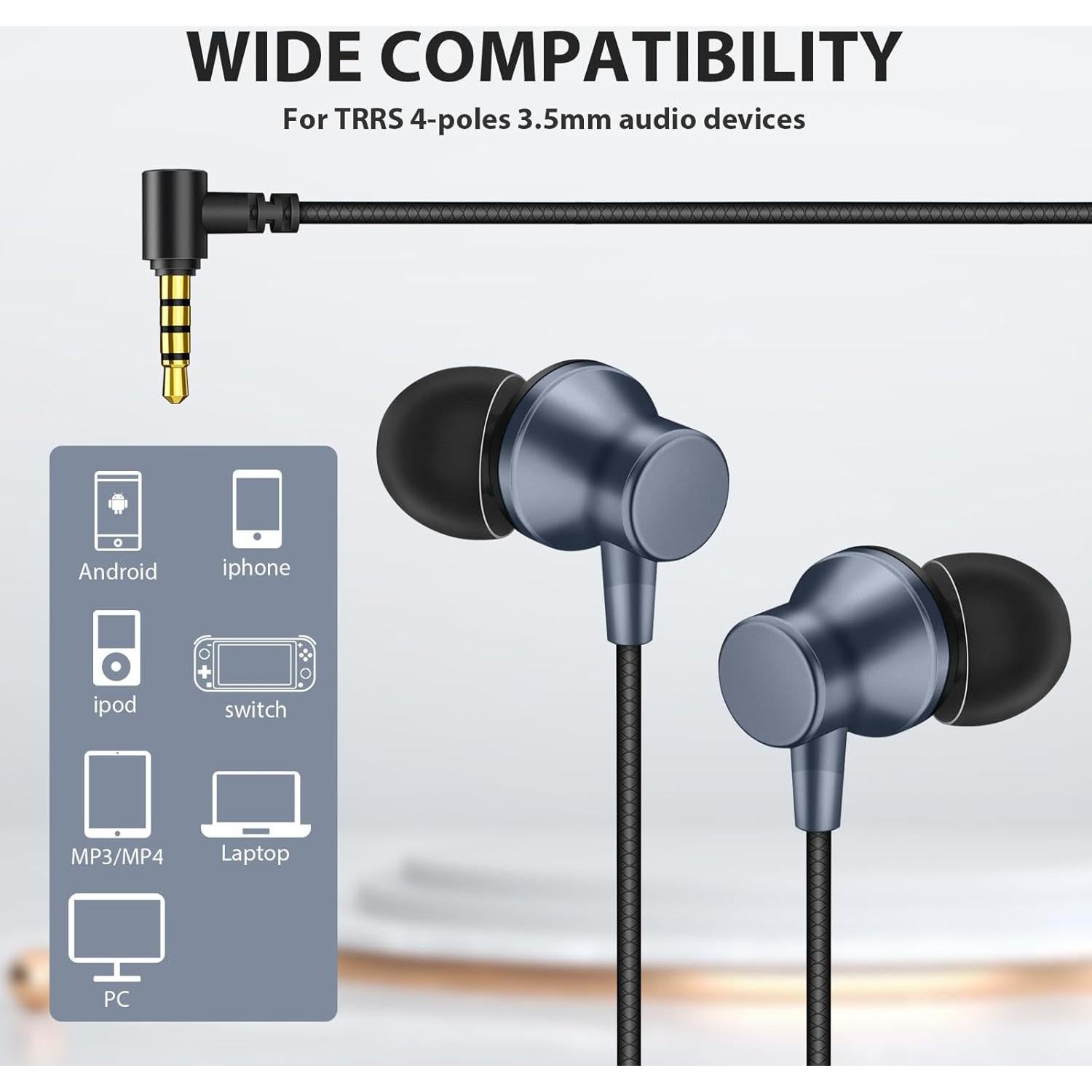 Auriculares con cable ASKUBSKU 3.5mm HiFi Estéreo Azul