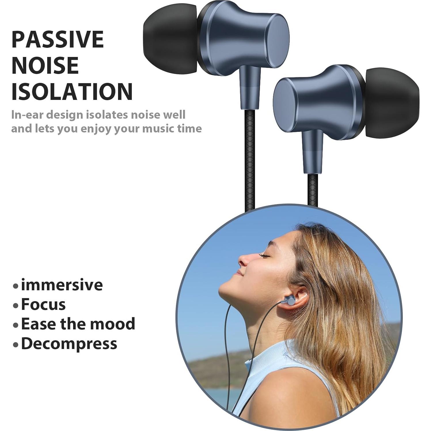 Auriculares con cable ASKUBSKU 3.5mm HiFi Estéreo Azul