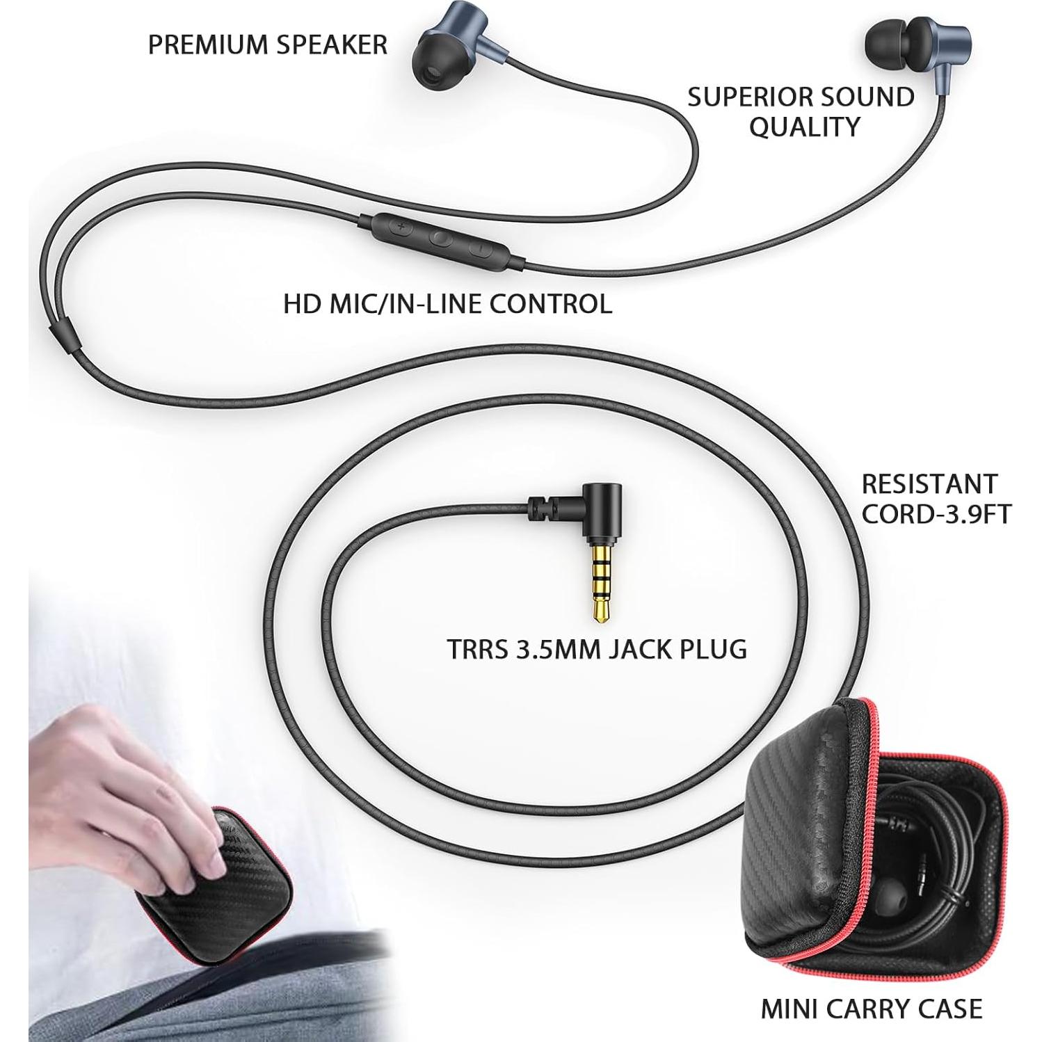 Auriculares con cable ASKUBSKU 3.5mm HiFi Estéreo Azul