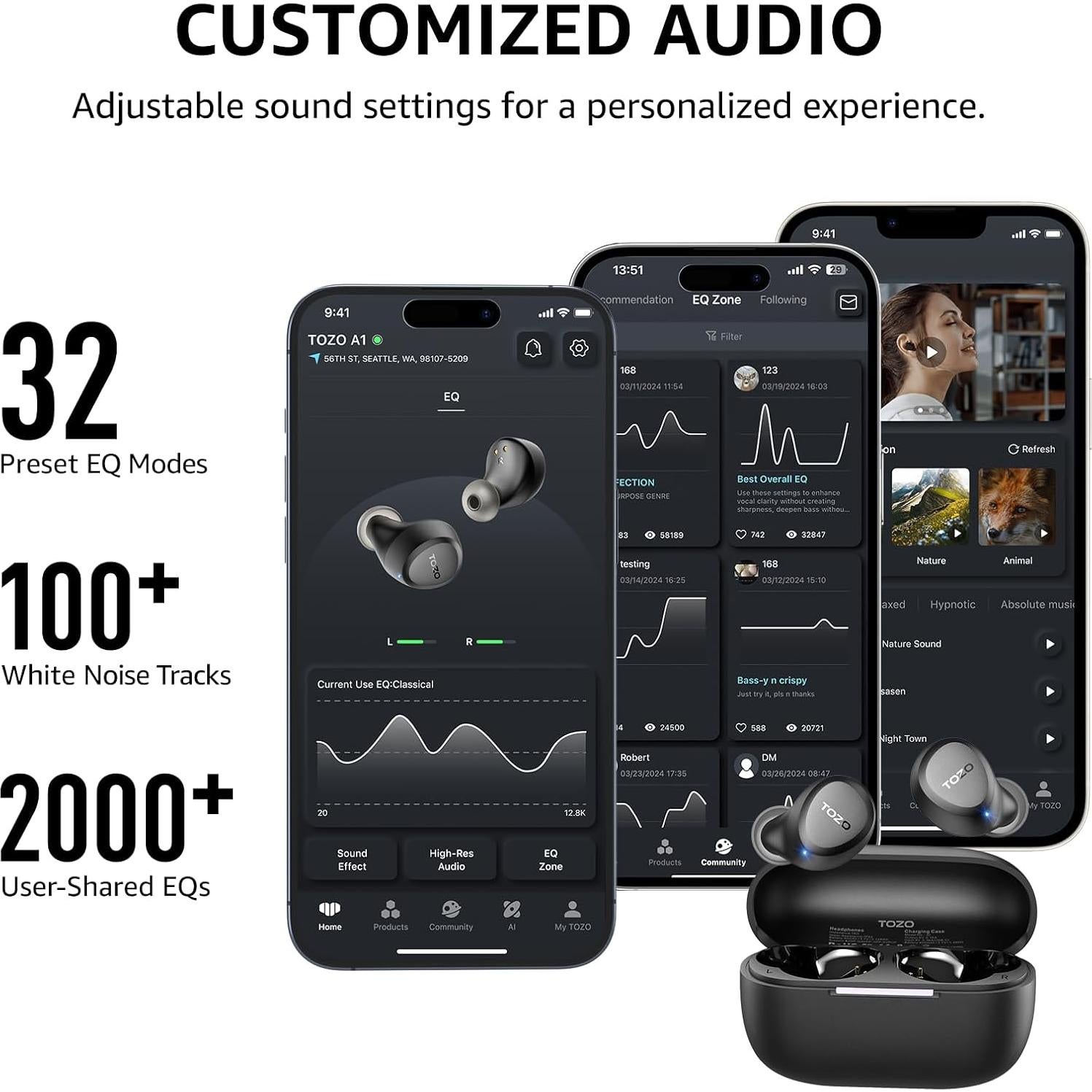 Auriculares Inalámbricos TOZO A1 Bluetooth 5.3 IPX5 32h Batería
