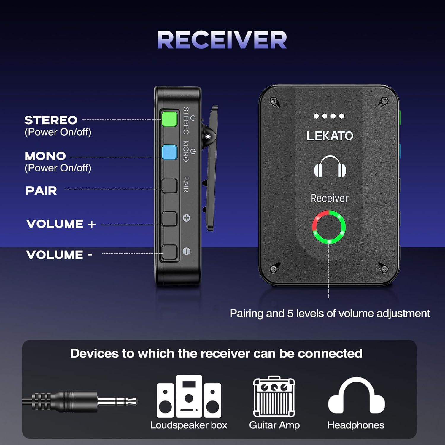 Sistema de Monitoreo In-Ear Inalámbrico LEKATO MS-02 2.4G