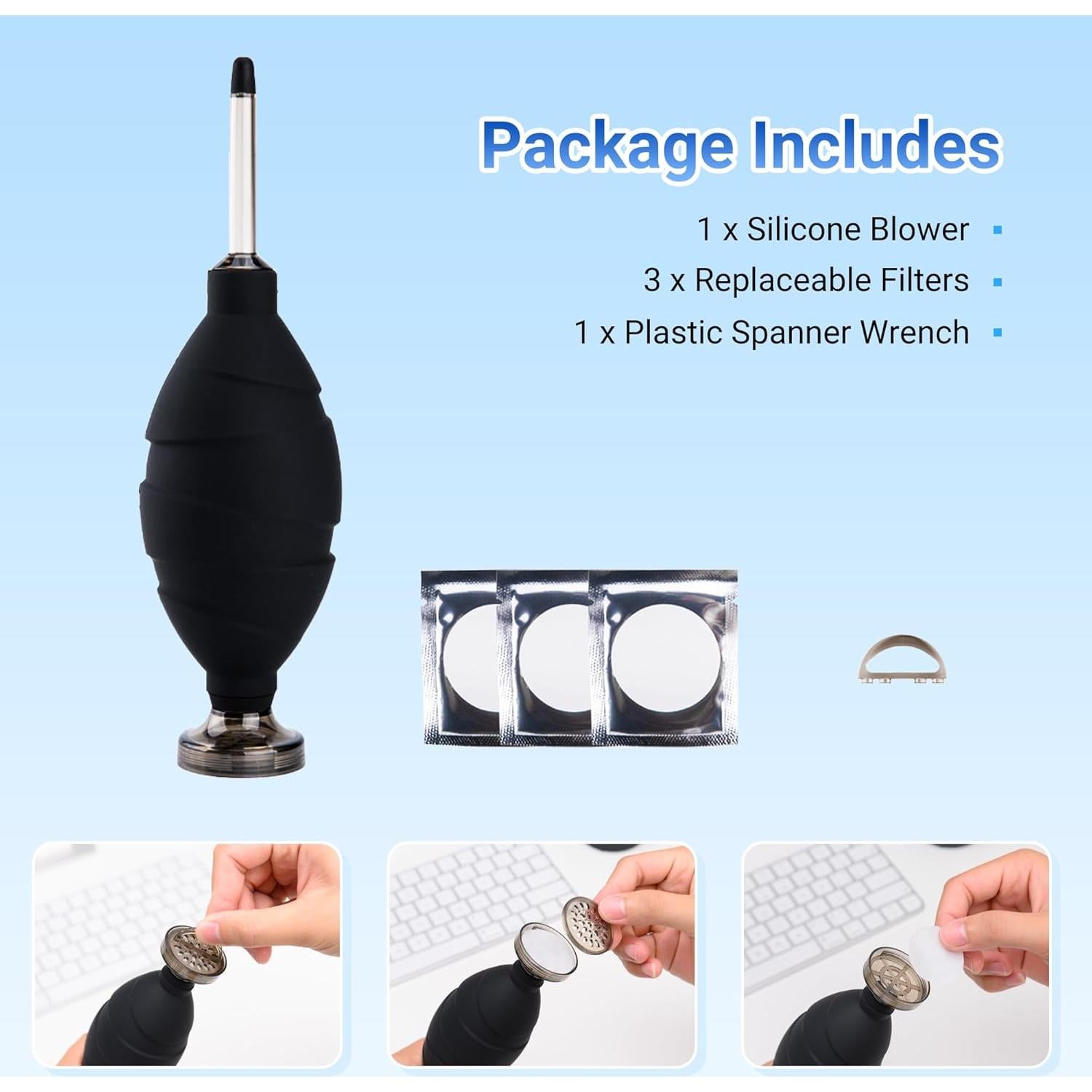 Soplador de aire JJC CL-DF1BK para limpieza de cámaras