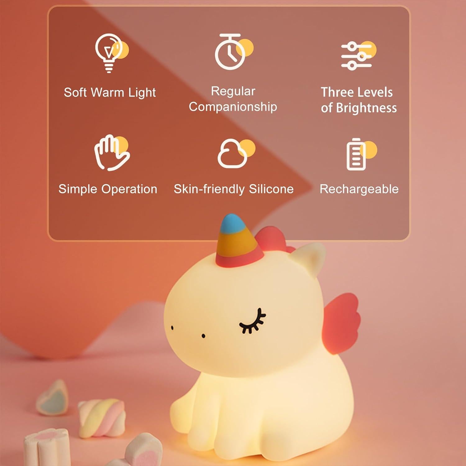 Luz Nocturna Unicornio LED Recargable Dimmable 12.7cm