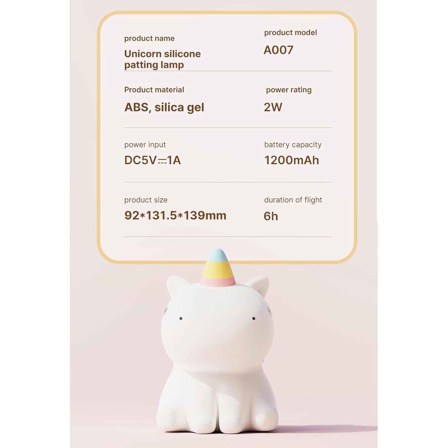 Luz Nocturna Unicornio LED Recargable Dimmable 12.7cm