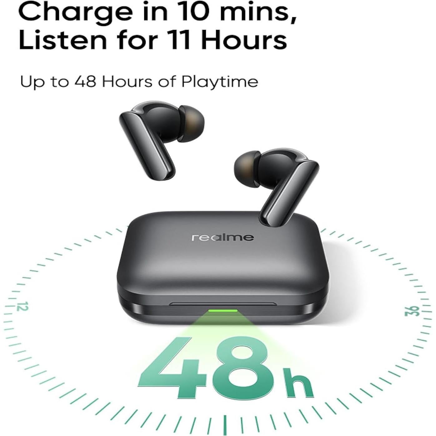 Auriculares In-ear realme Buds Air 7 Pro - Gris, 48h Reproducción