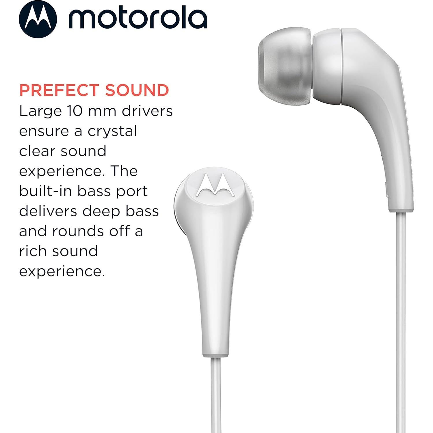Auriculares con cable Motorola 2-S con micrófono - Sonido claro y ligero