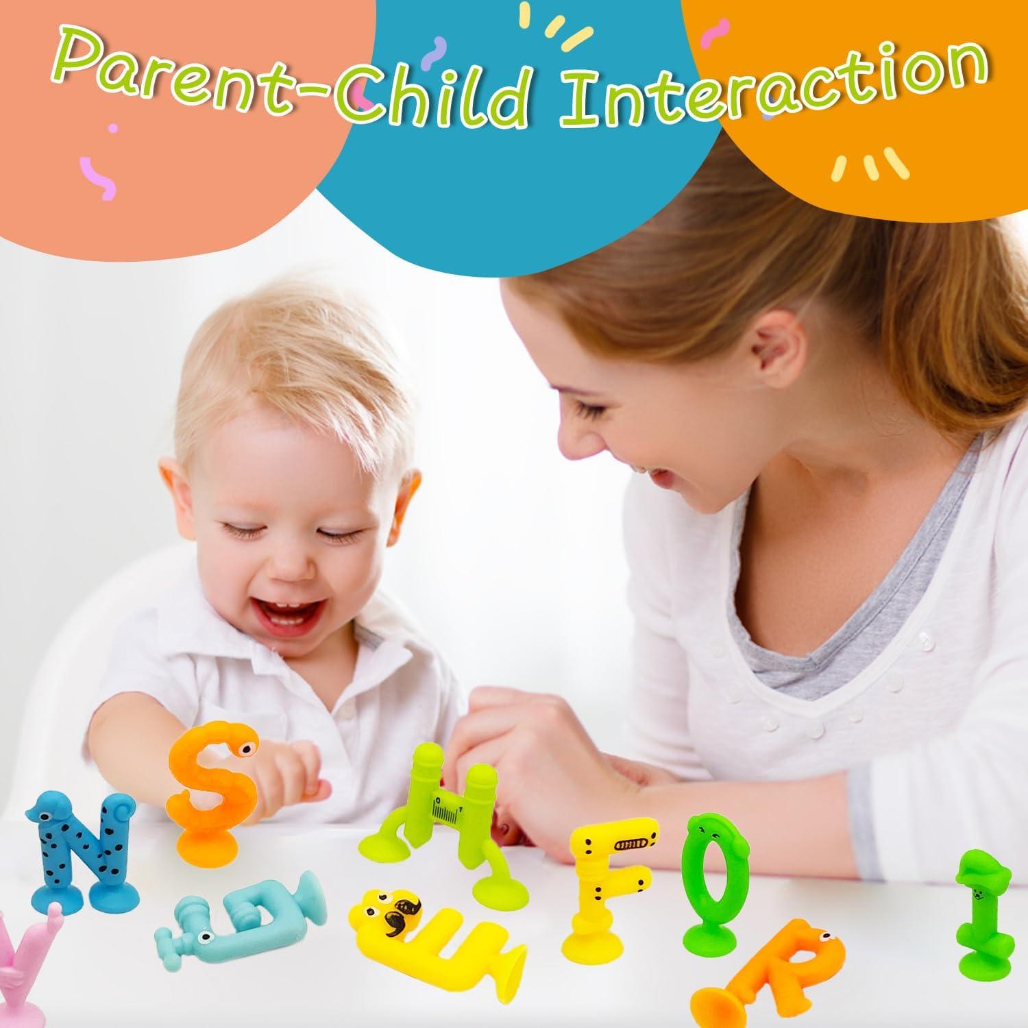 Juguetes de Ventosa para Bebés WLFLXG - 26pcs Letras de Silicona