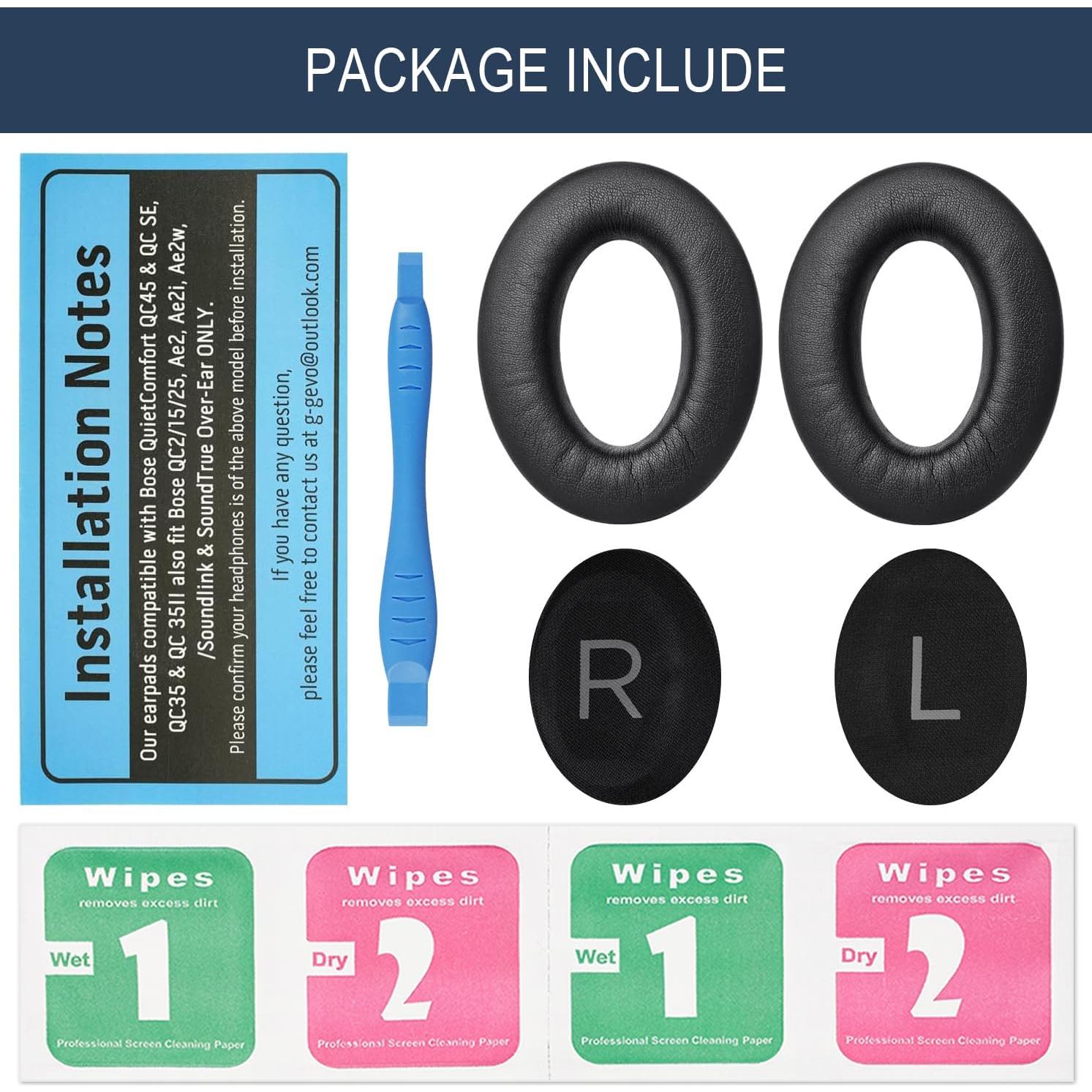 Almohadillas de Reemplazo GEVO para Bose QC45 y QC SE - Cuero PU