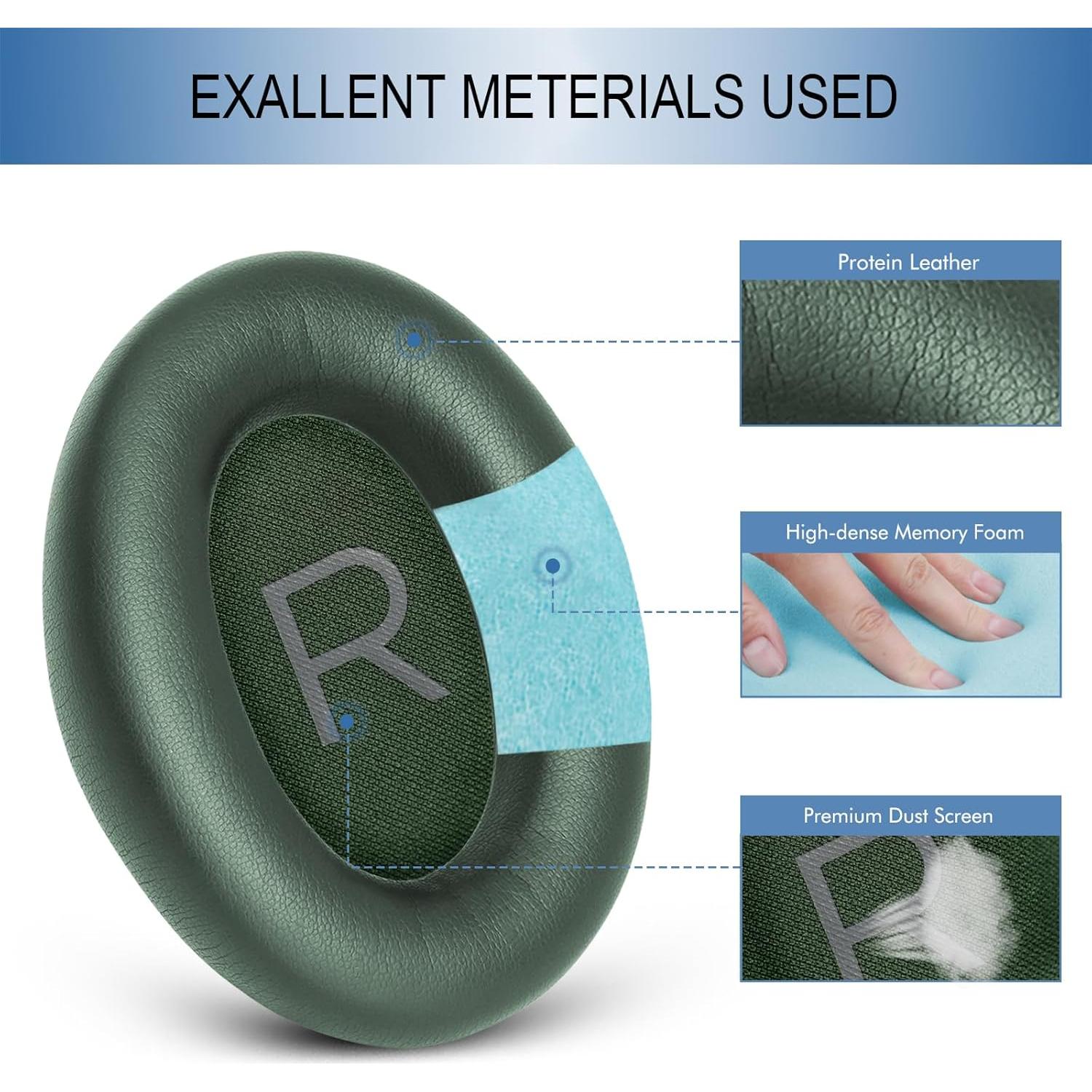 Almohadillas de Reemplazo GEVO para Bose QC45 y QC SE Verde