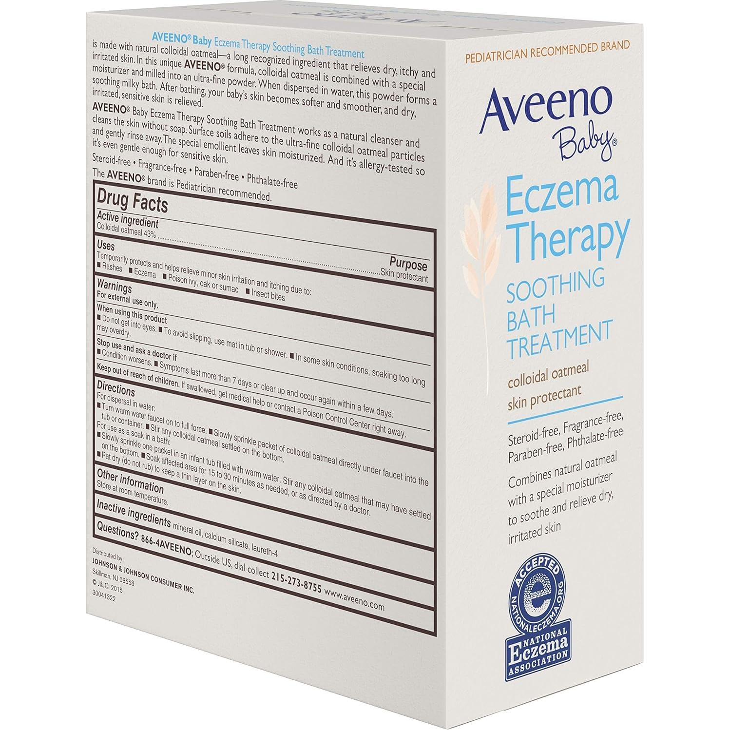 Tratamiento de Baño Calmante Aveeno Baby 5 Paquetes Eczema