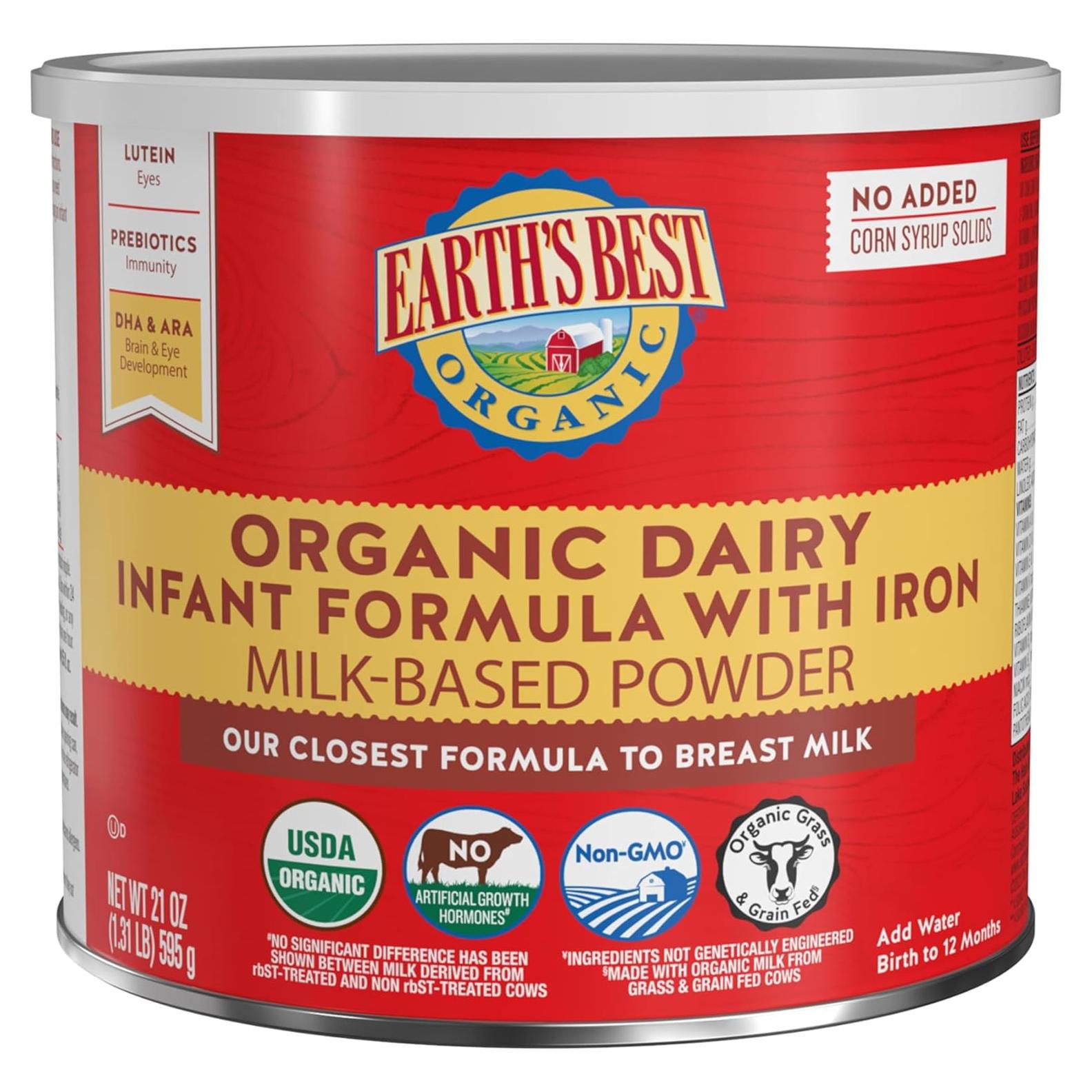 Fórmula Infantil Orgánica Earth's Best 595g con DHA y ARA