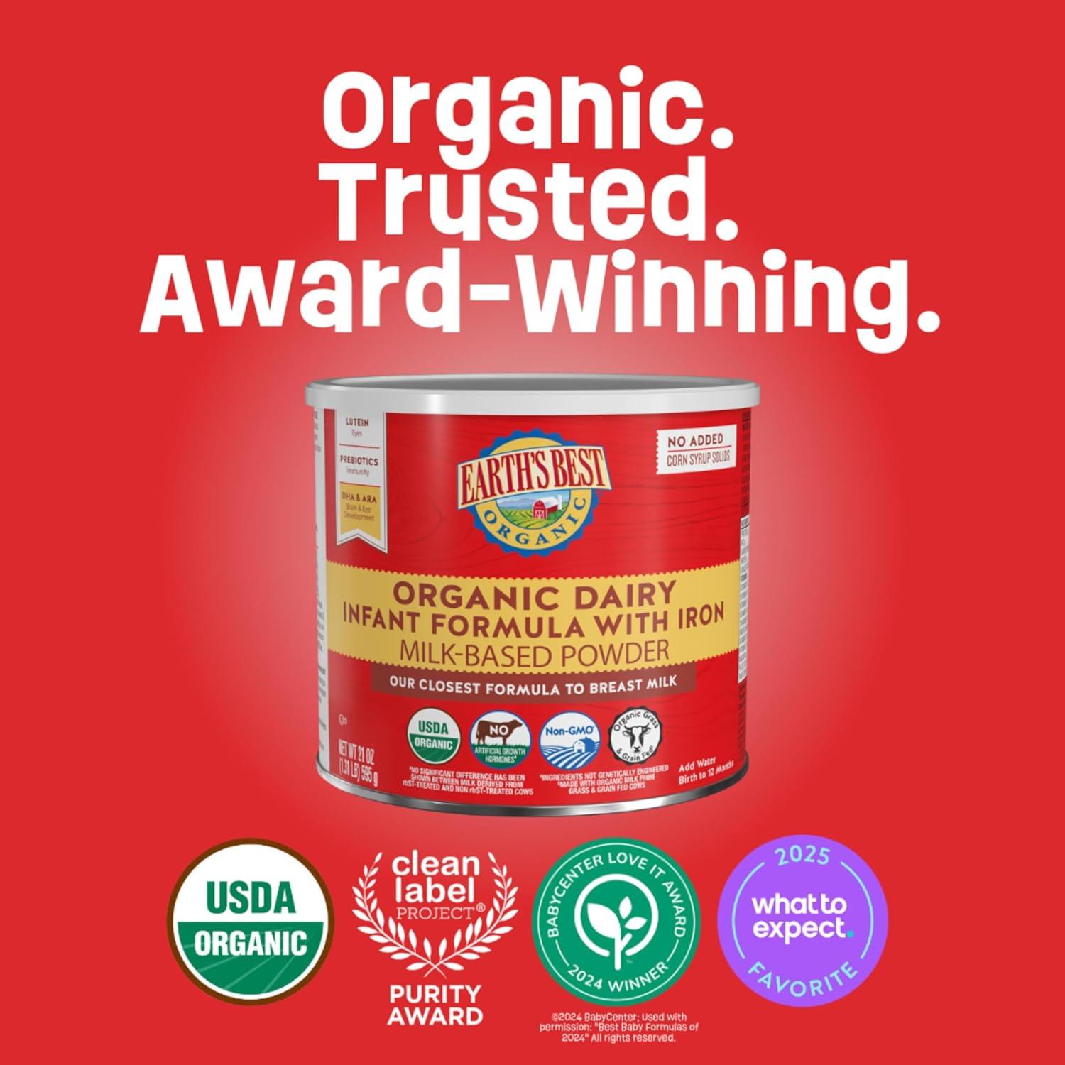 Fórmula Infantil Orgánica Earth's Best 595g con DHA y ARA