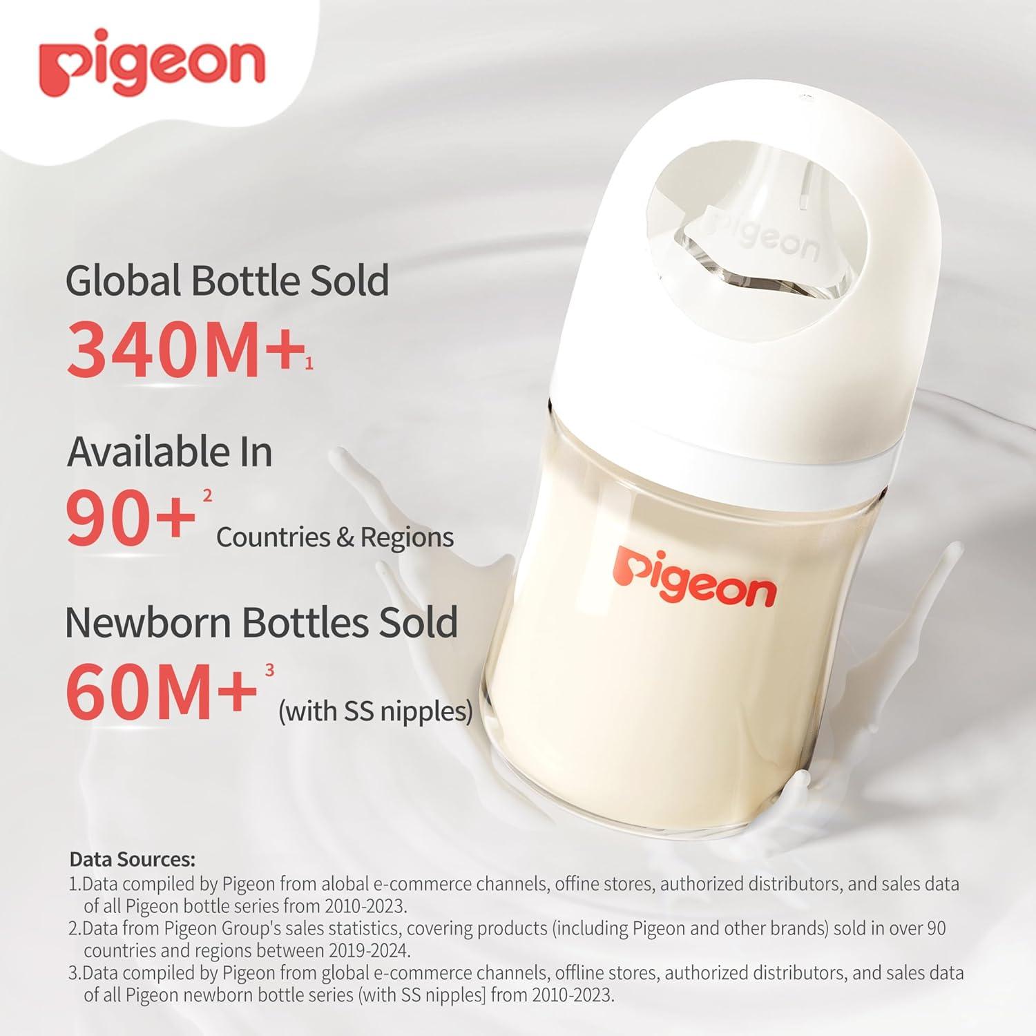 Botella de bebé Pigeon PPSU 160 ml anti-cólico cuello ancho - 2 unidades