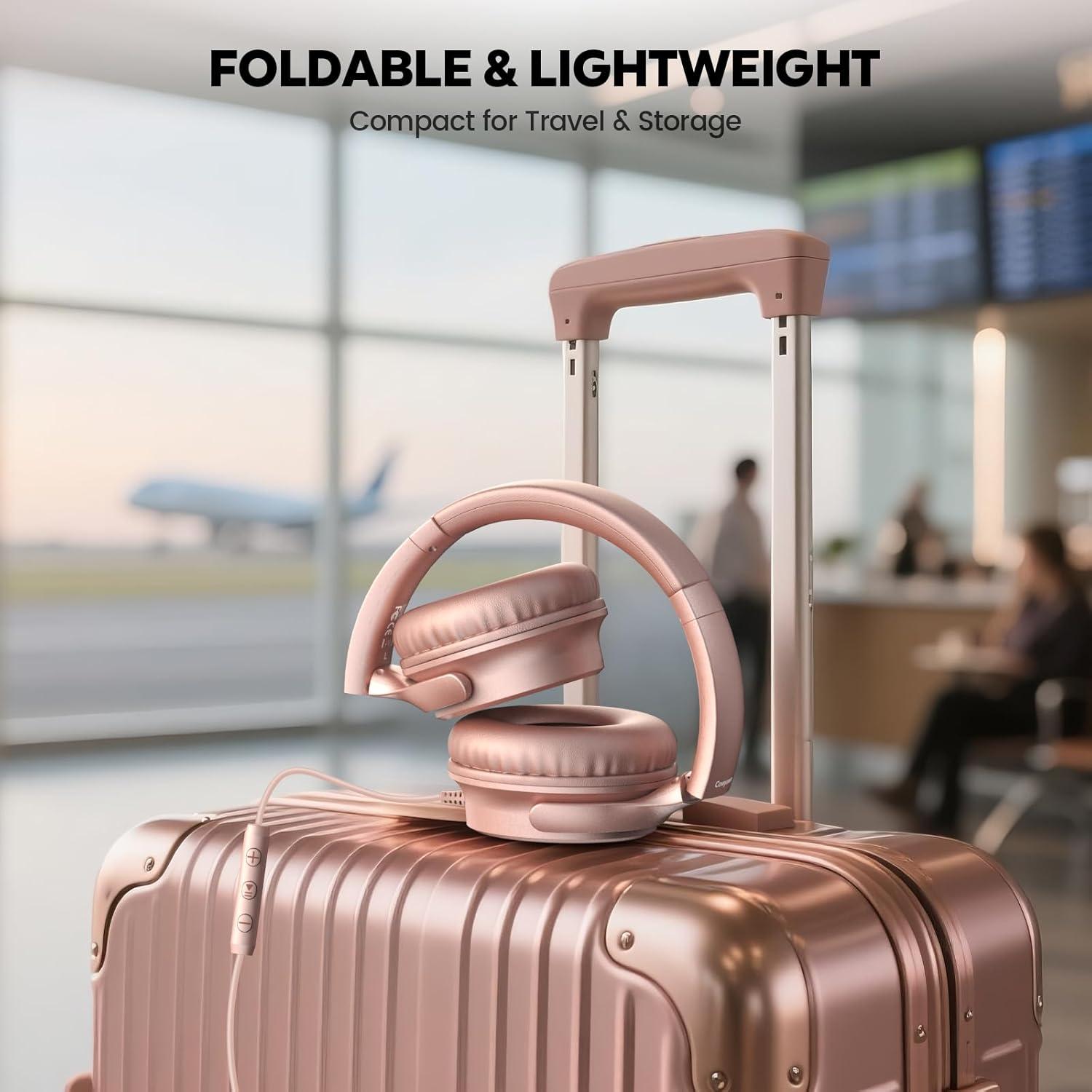 Auriculares USB C Cowyawn Rosa con Micrófono y Sonido HD