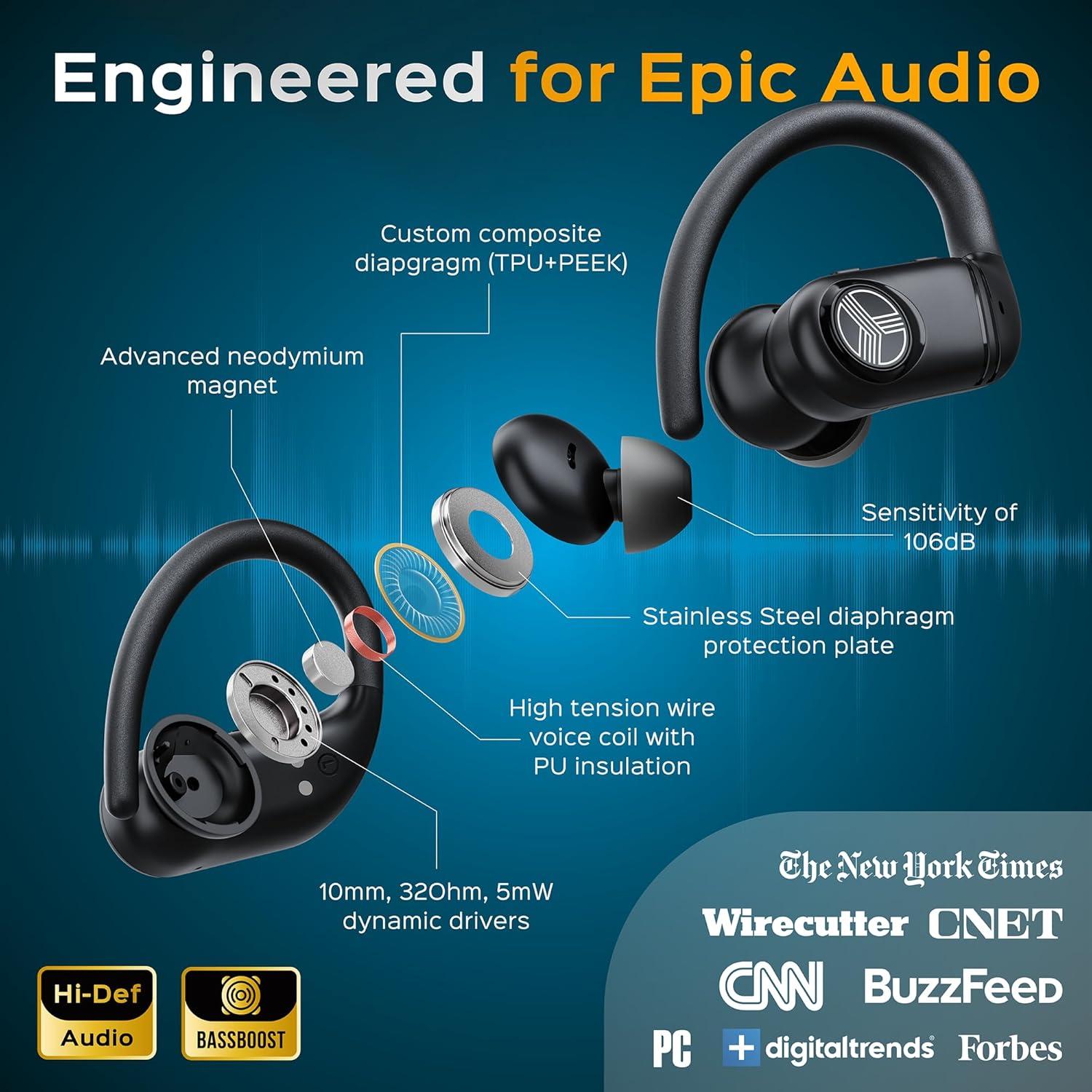 Auriculares Inalámbricos TREBLAB X4 con Ganchos - 253 Horas Batería