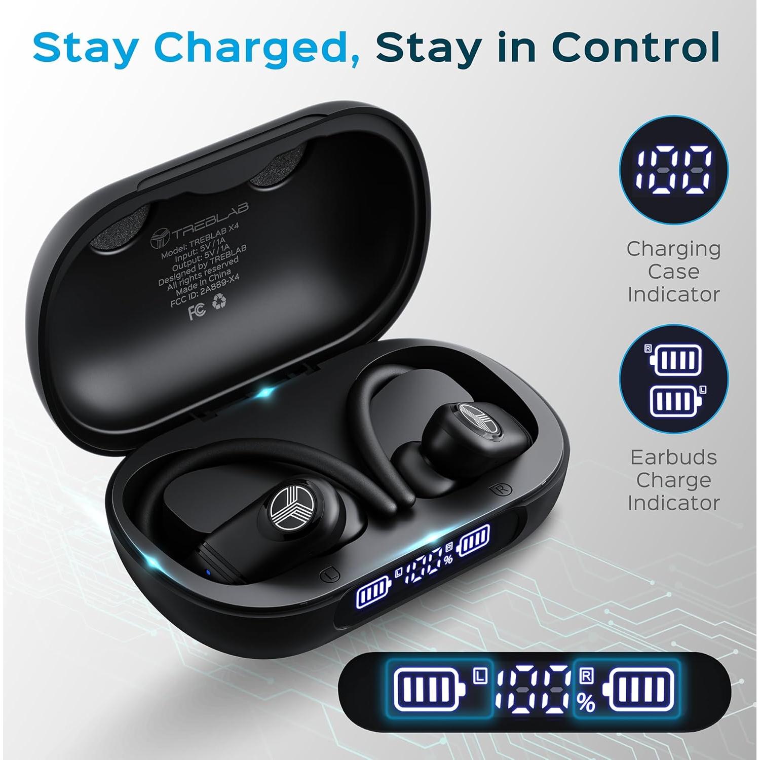 Auriculares Inalámbricos TREBLAB X4 con Ganchos - 253 Horas Batería