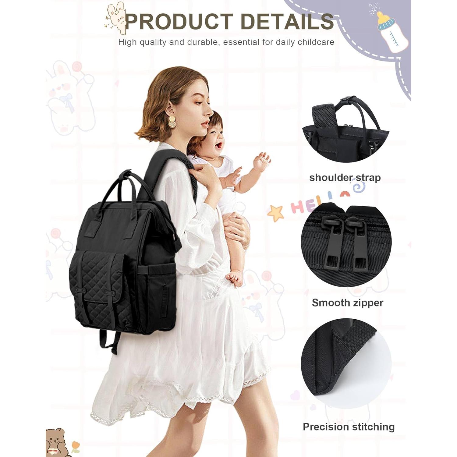 Mochila de Pañales CAMILLEMMA Negra con Puerto USB 20L