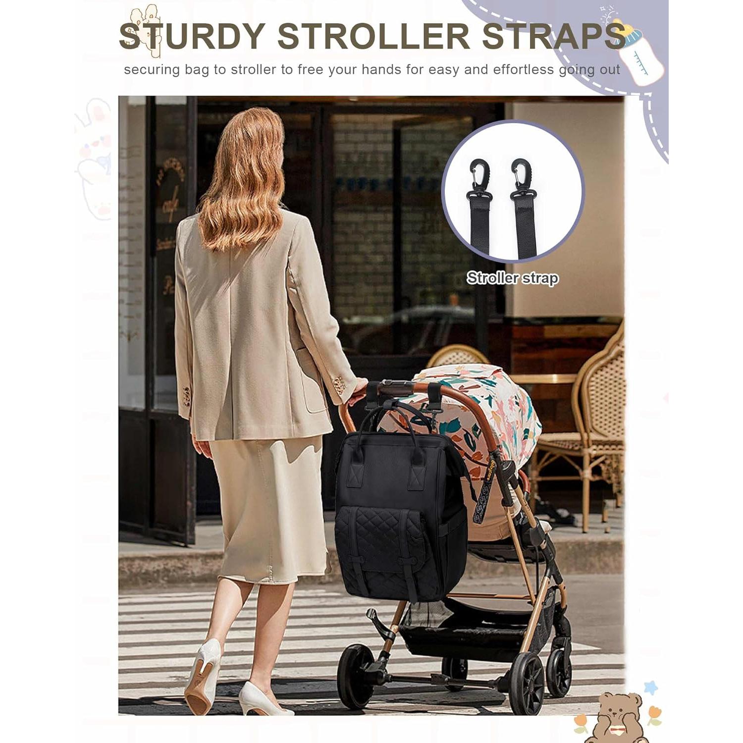 Mochila de Pañales CAMILLEMMA Negra con Puerto USB 20L