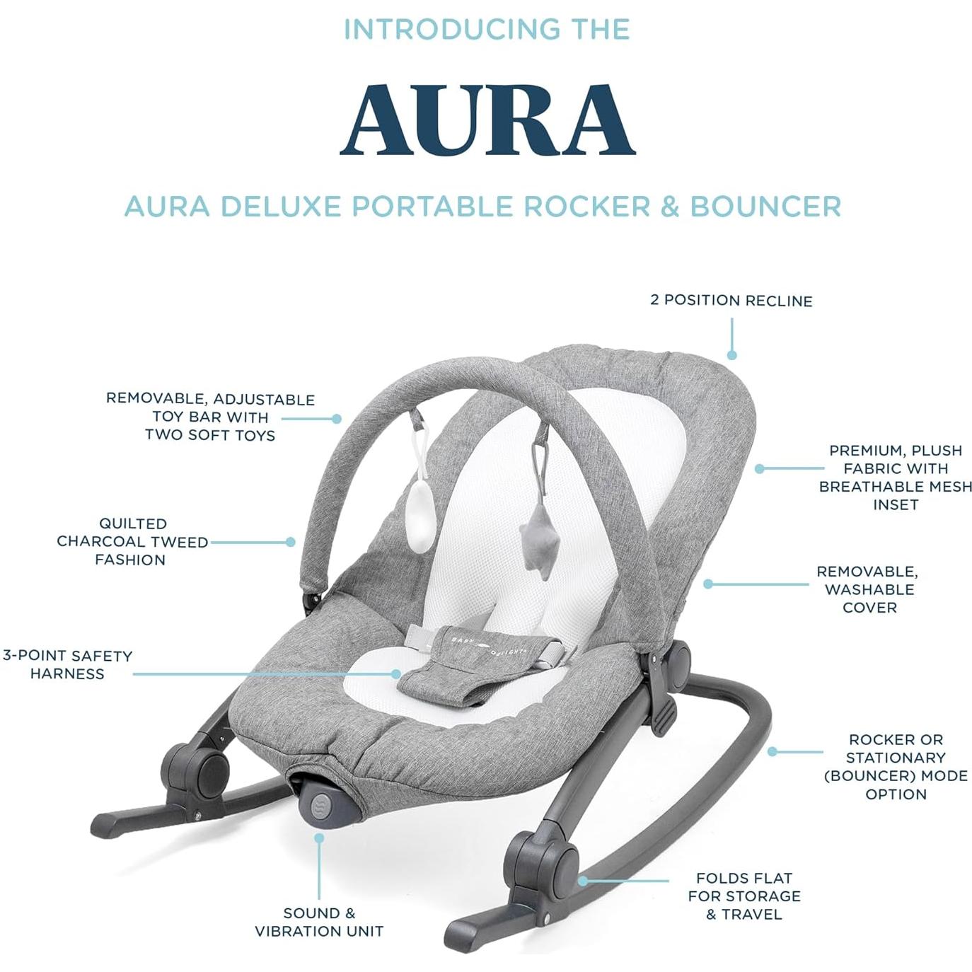 Balanceador Portátil Baby Delight Aura Deluxe - Tweed Charcoal