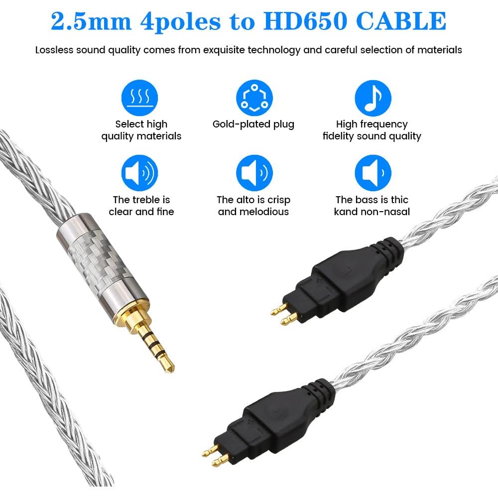 Cable de Reemplazo Sennheiser HD650 1.2m 2.5mm 4 Polos