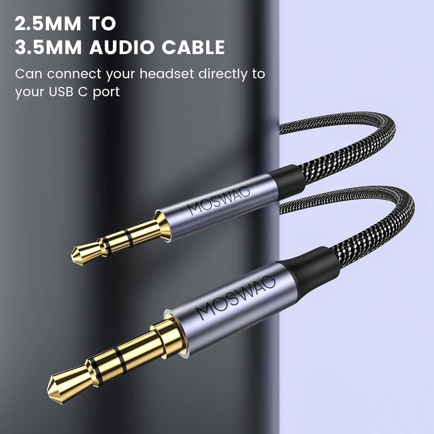 Cable de Audio Estéreo 2.5mm a 3.5mm MOSWAG 2m Negro