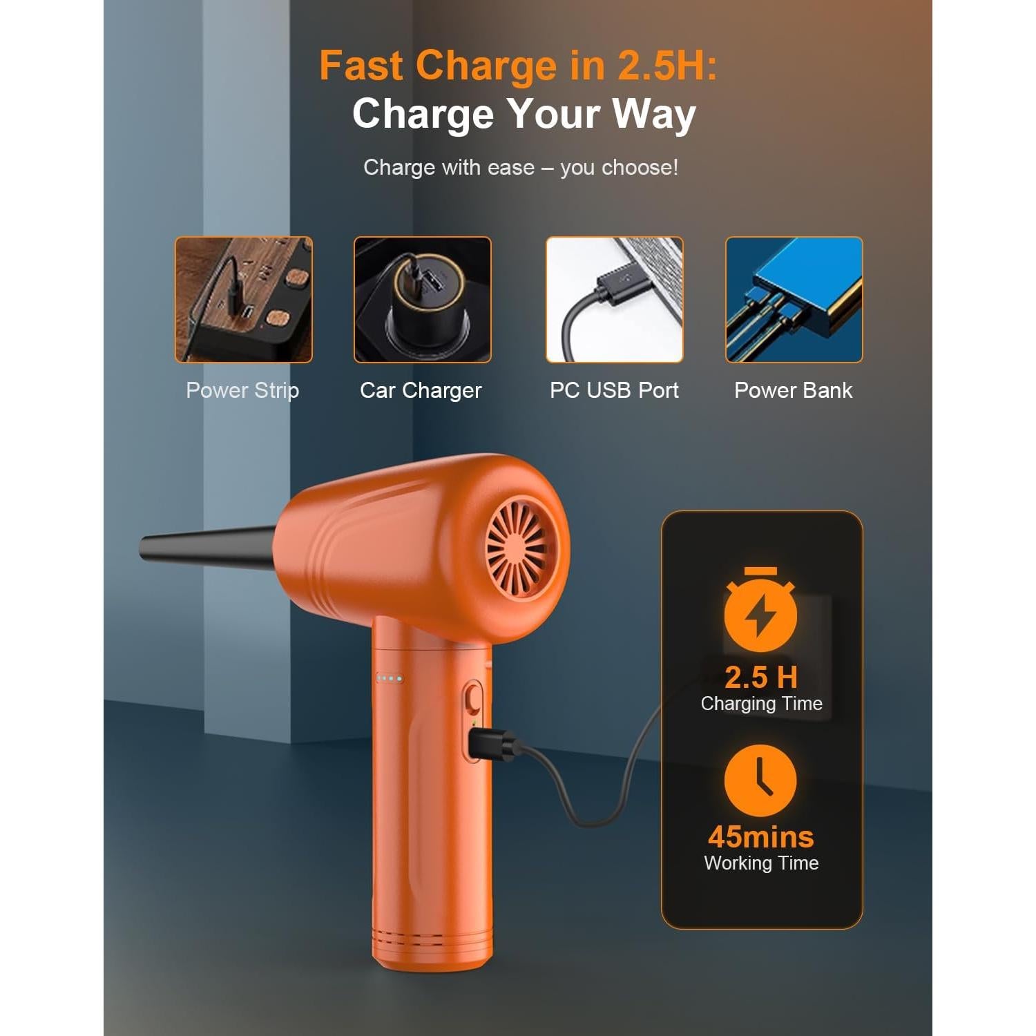 Soplador de Aire Comprimido BANKKY G711-016 9000mAh 120000 RPM