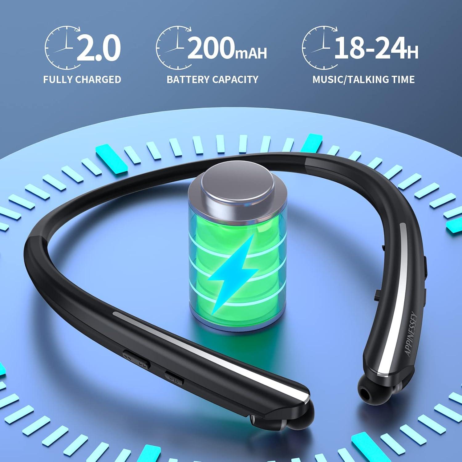 Auriculares Bluetooth APPINESSEY Retráctiles 20H Negro