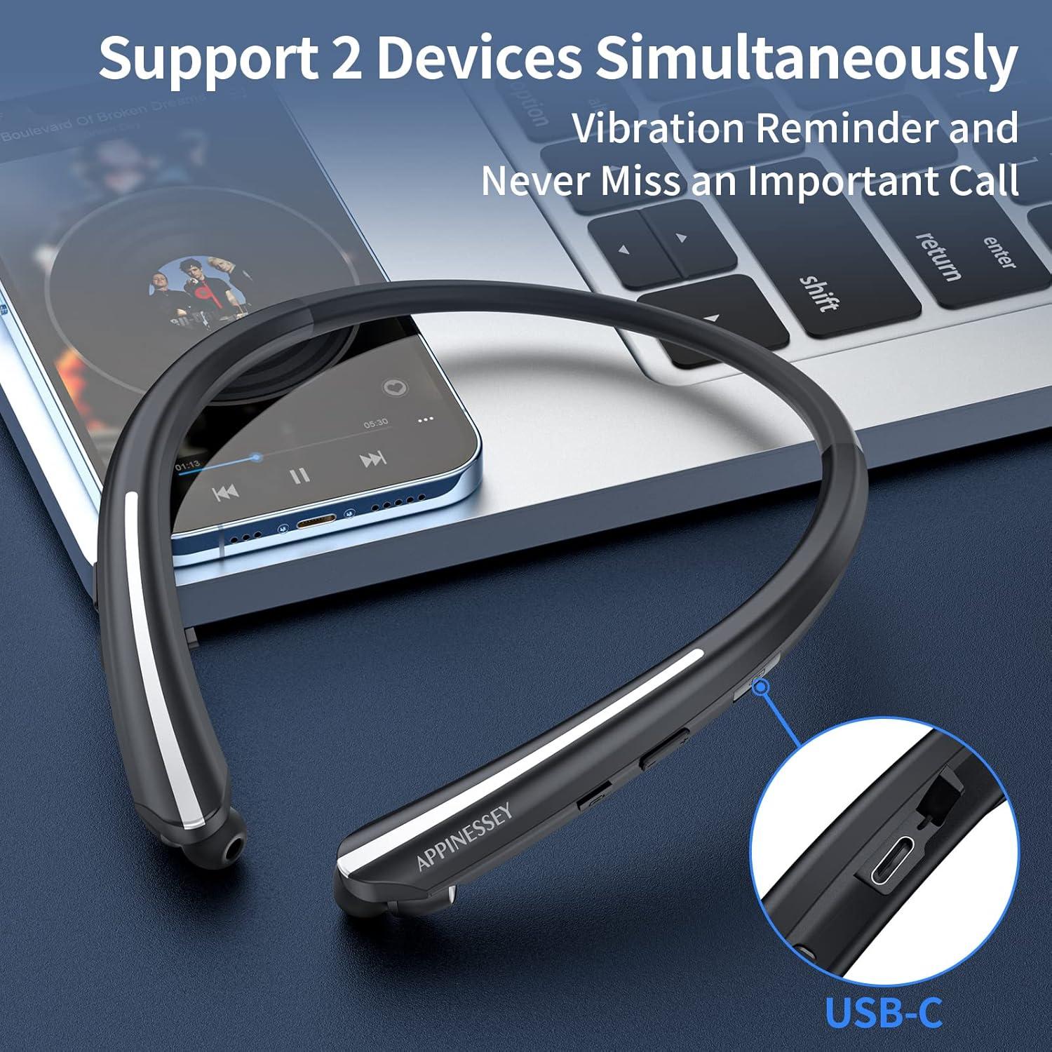 Auriculares Bluetooth APPINESSEY Retráctiles 20H Negro