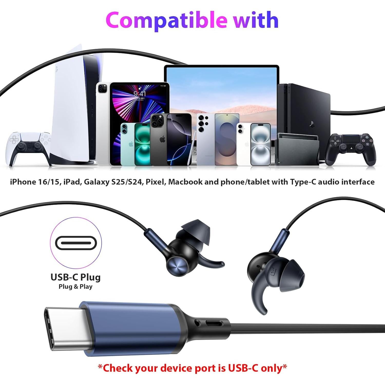 Auriculares In-Ear APETOO USB-C con Cancelación de Ruido