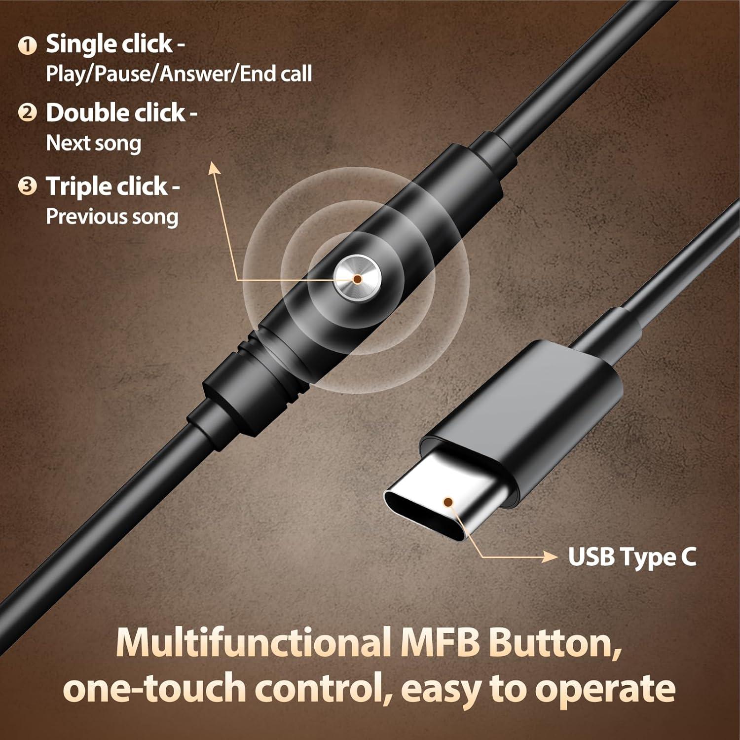 Auriculares USB-C INFURTURE con sonido premium y almohadillas cómodas