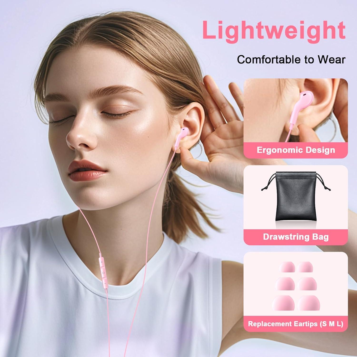 Auriculares USB C Gsangoo Rosa con Micrófono y Control de Volumen