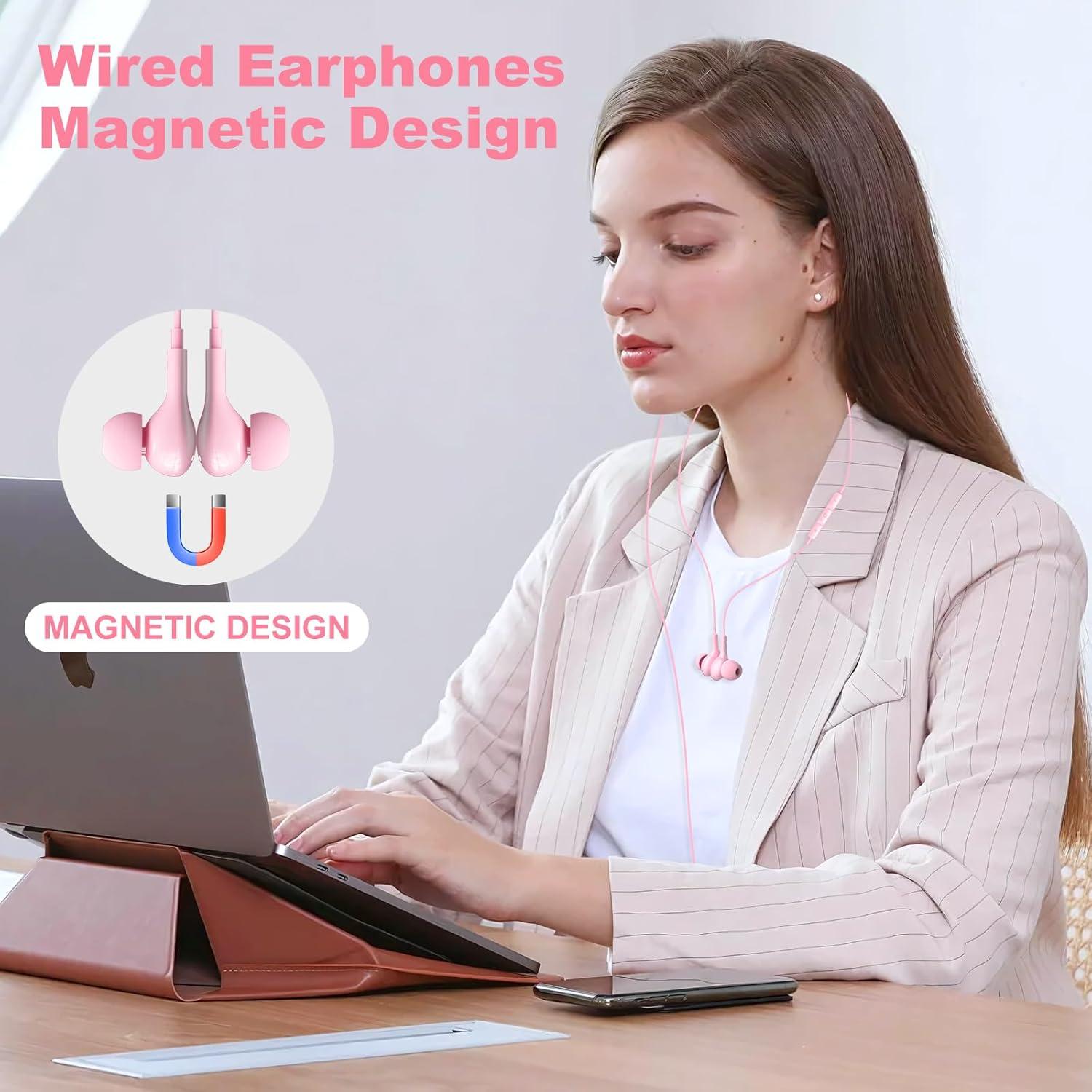 Auriculares USB C Gsangoo Rosa con Micrófono y Control de Volumen