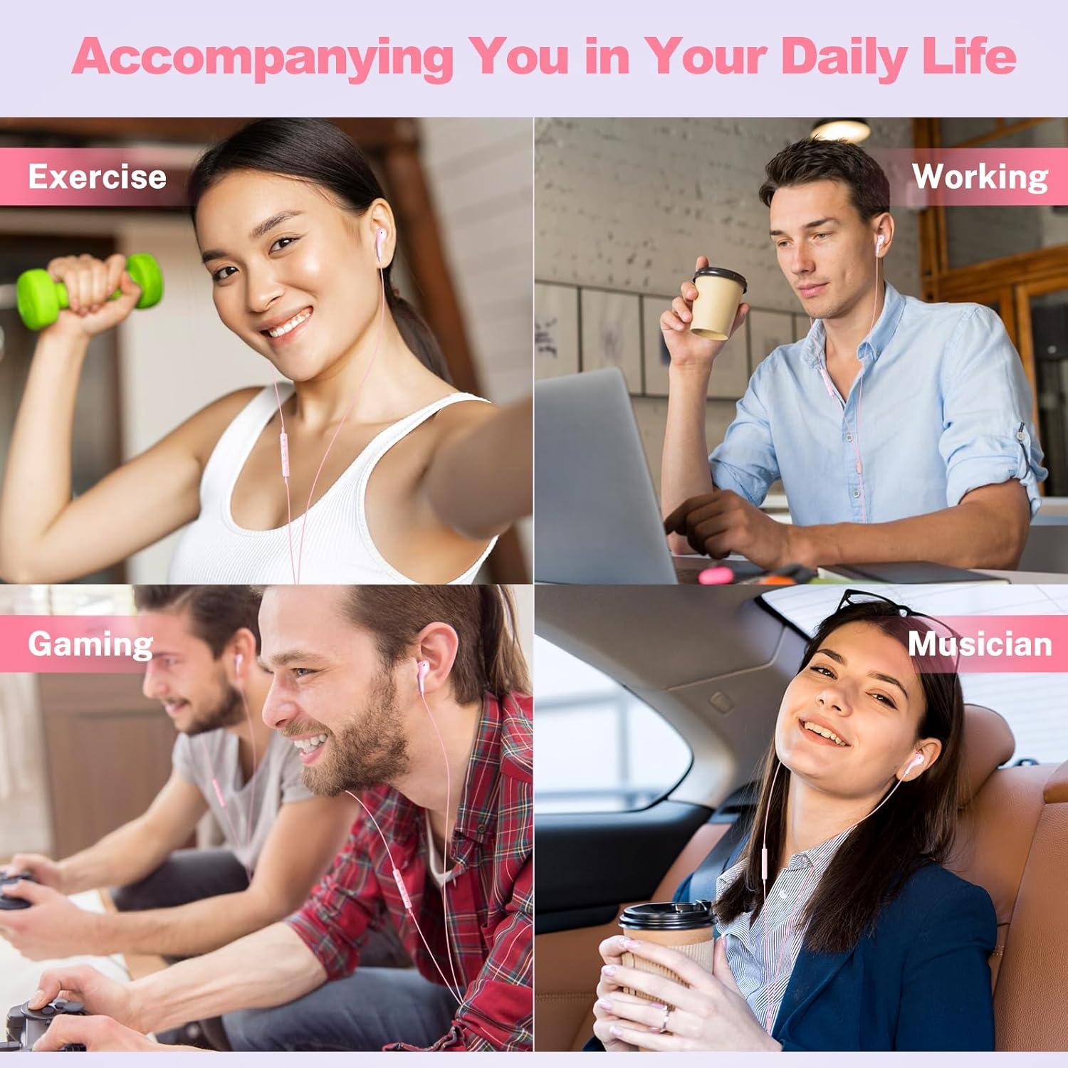 Auriculares USB C Gsangoo Rosa con Micrófono y Control de Volumen