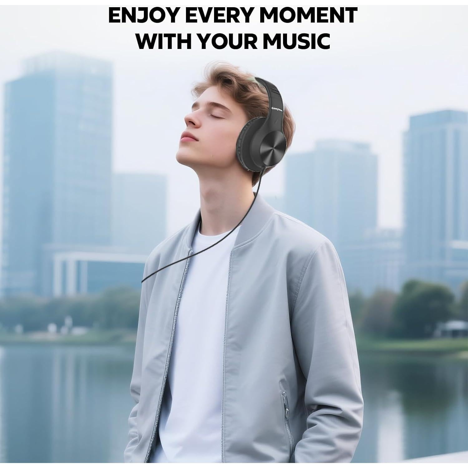 Auriculares USB C Cowyawn con micrófono, sonido estéreo HD, plegables