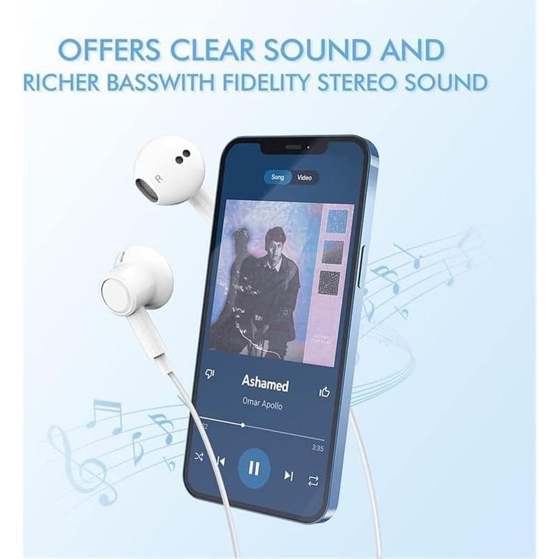 Auriculares con Cable Pcwfbzf Lightning HiFi Estéreo 2 Paquetes